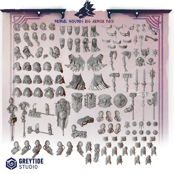 Primal Hounds Big Armor Pack Upgrade Bits | 16K Resin 3D Printed [Greytide]