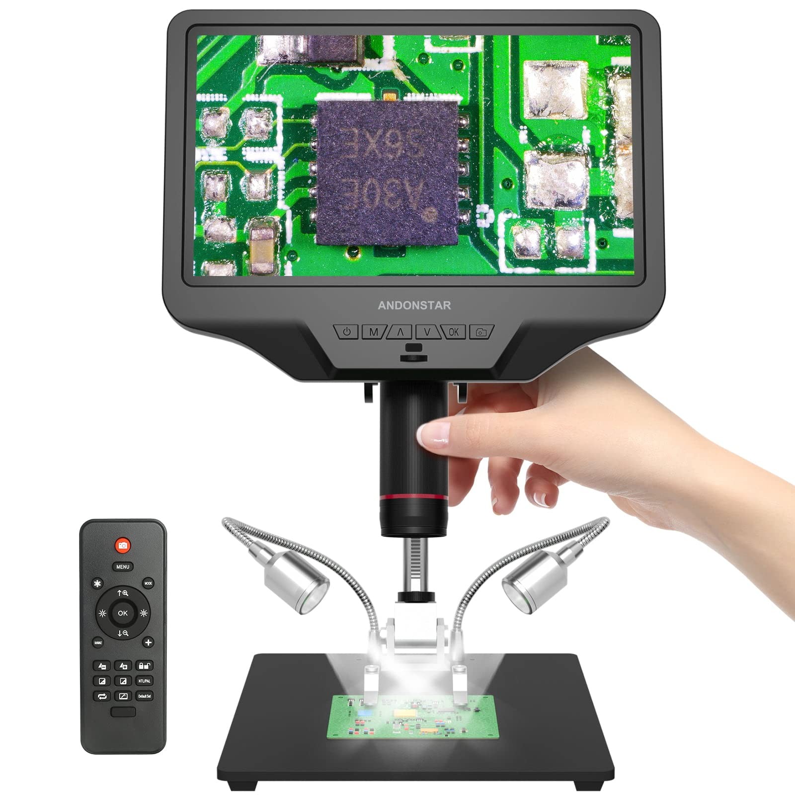 AD409 HDMI Digital Microscope, 10.1 inch LCD Screen Soldering Microscope, 300...