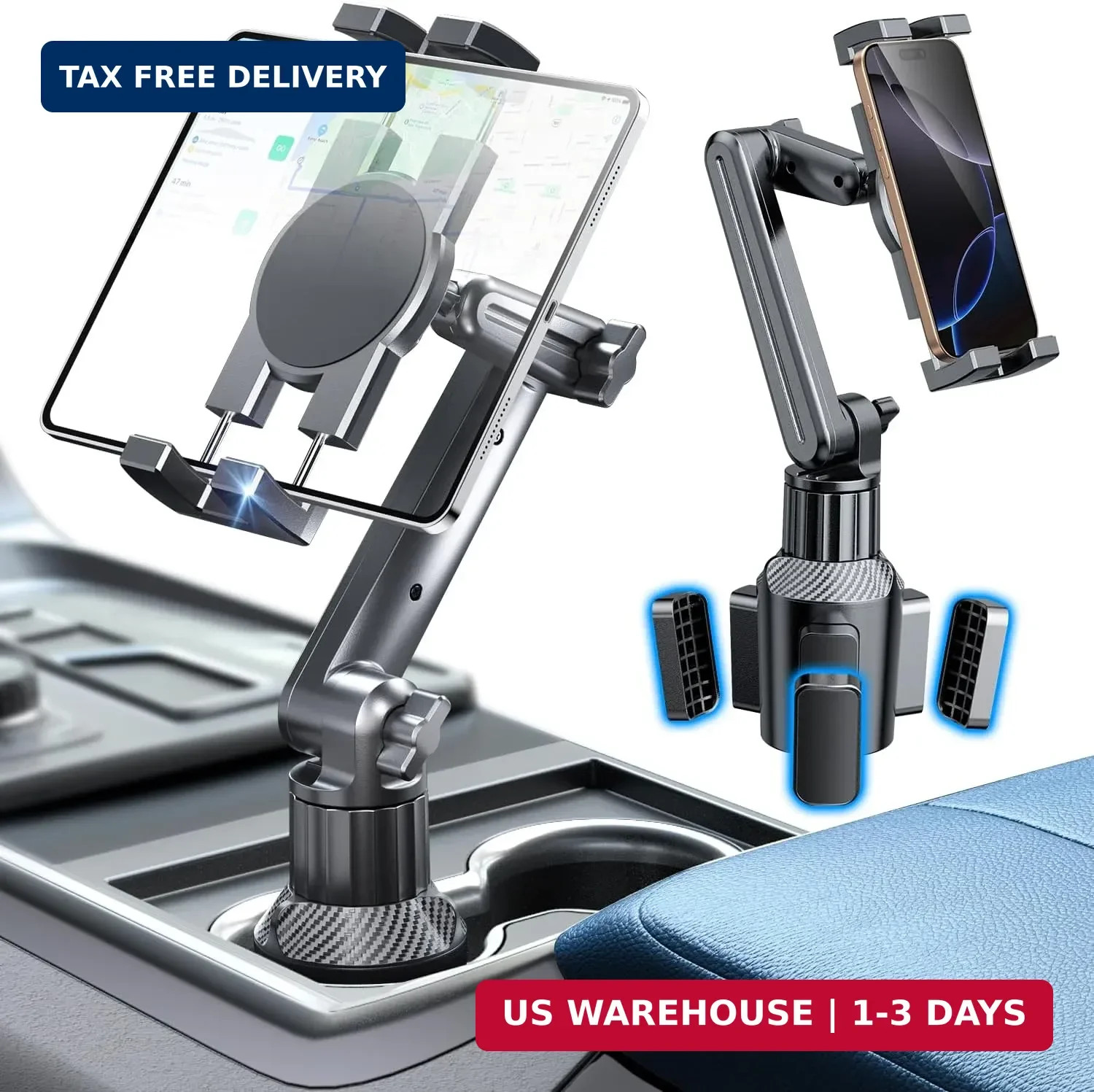 Cup Holder Tablet Mount for Truck, Car Tablet Holder with Adjustable 15