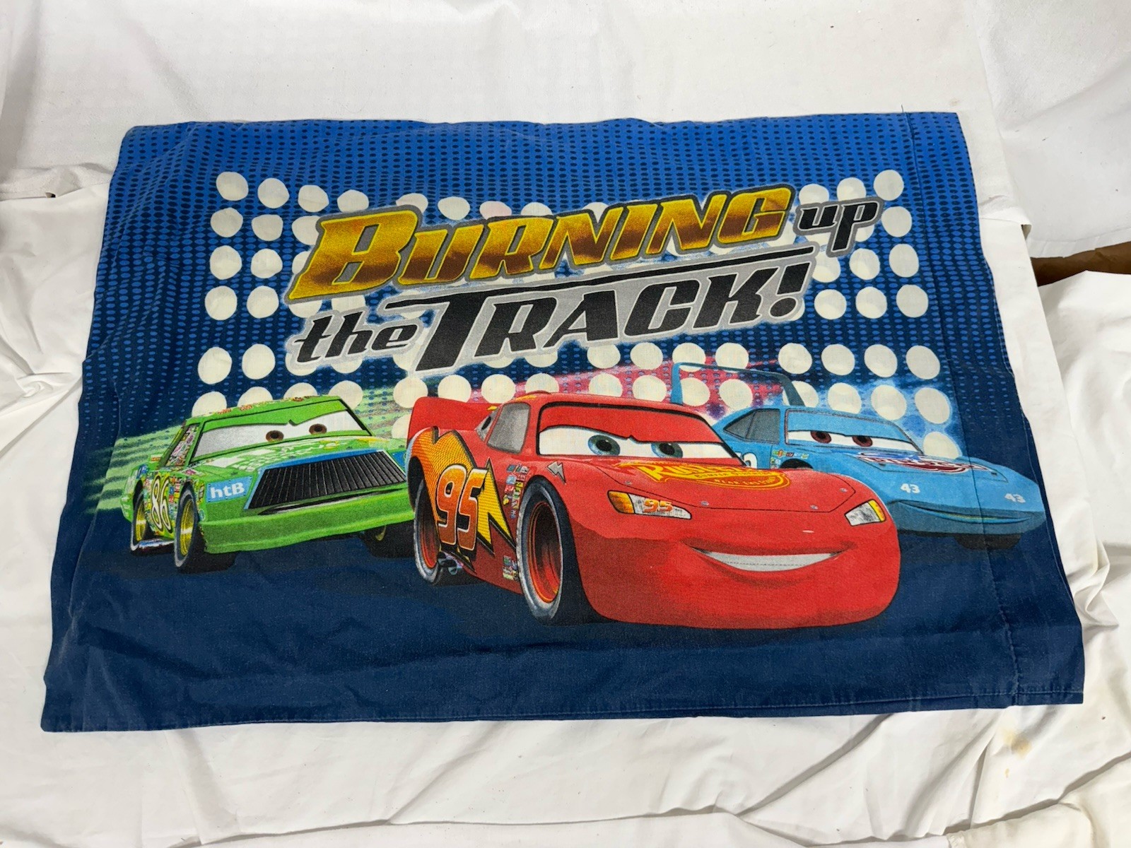 Disney Pixar Cars Movie Pillowcase Burning Track Chick Hicks Lightening McQueen