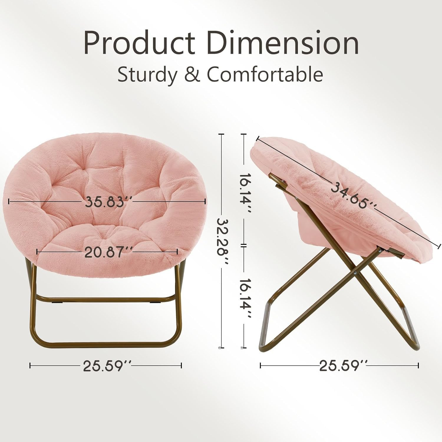 Saucer Chair, Comfy Faux Fur Chair for Bedroom, Saucer Chairs for Adults, Teens,