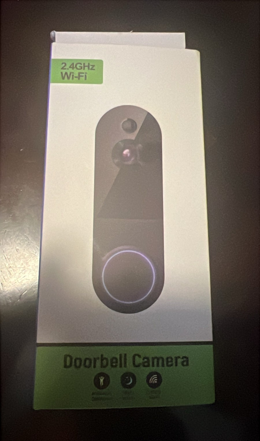 Wi‑Fi Wireless Motion Activated Doorbell Camera, Black Rectangle w/ Round Button