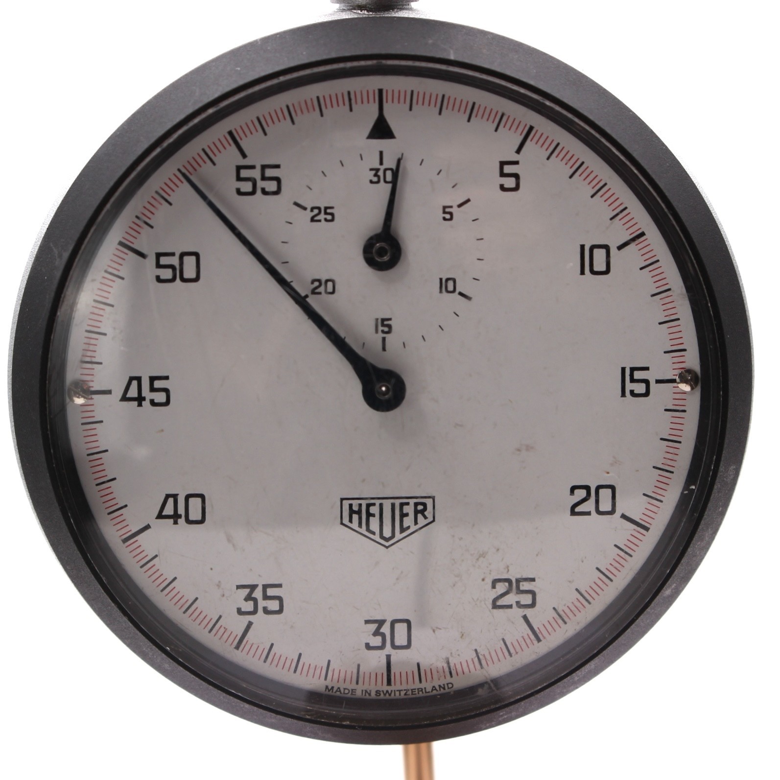 Rare HEUER 815.111/00-3 Analog Stopwatch White Dial Swiss Made Vintage Working