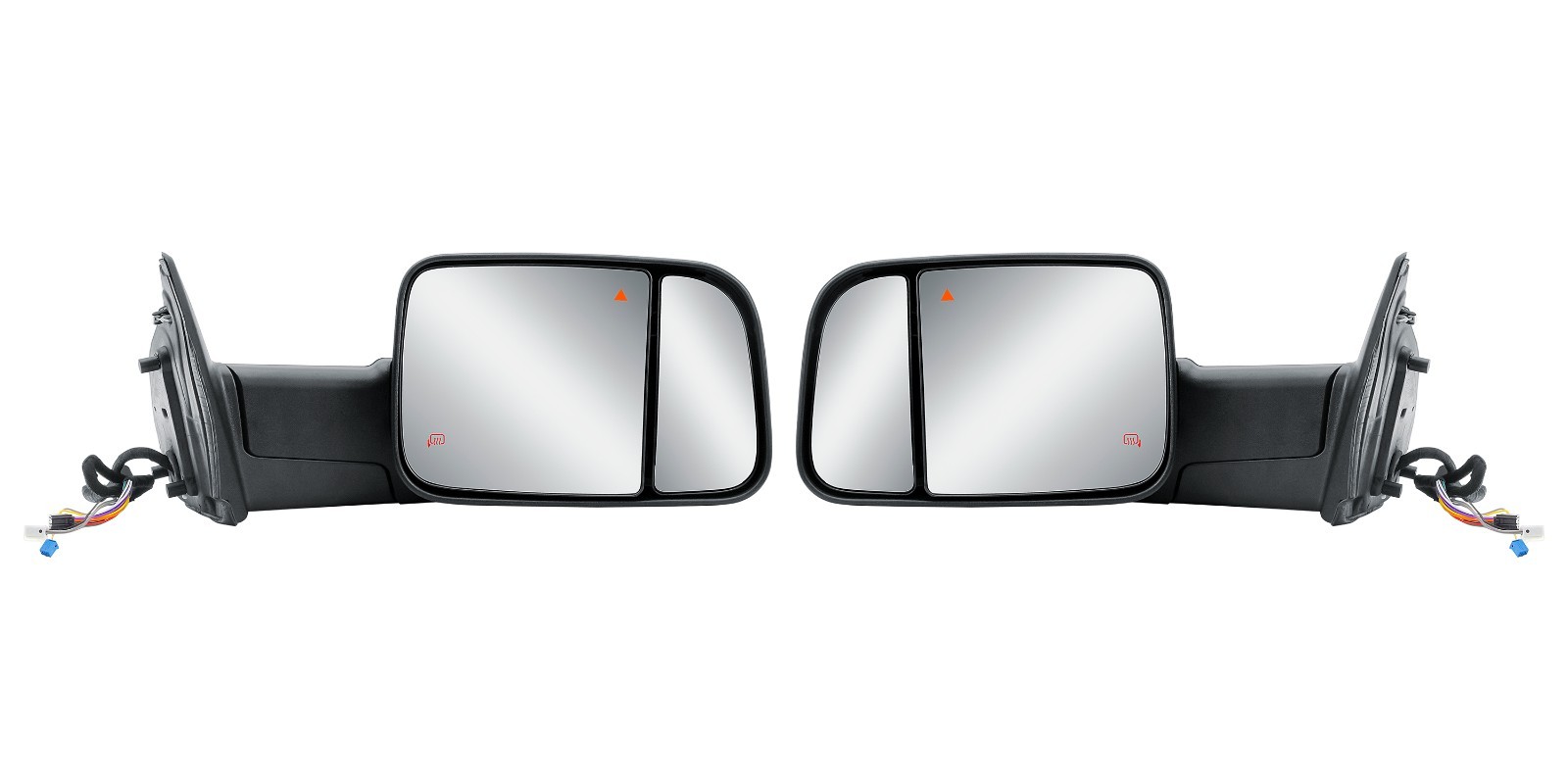 Pair Left+Right Side Towing Mirror Power BLIS Black Cover For 19-25 RAM 2500