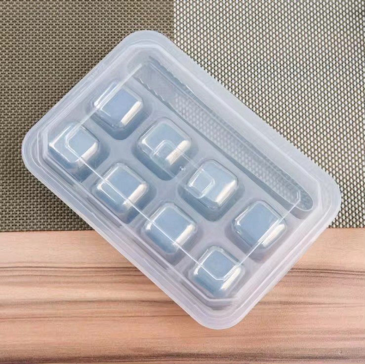 Whiskey Stones 8 Pack, Metal Reusable Ice Cubes, Stainless Steel Ice Cubes, Suit