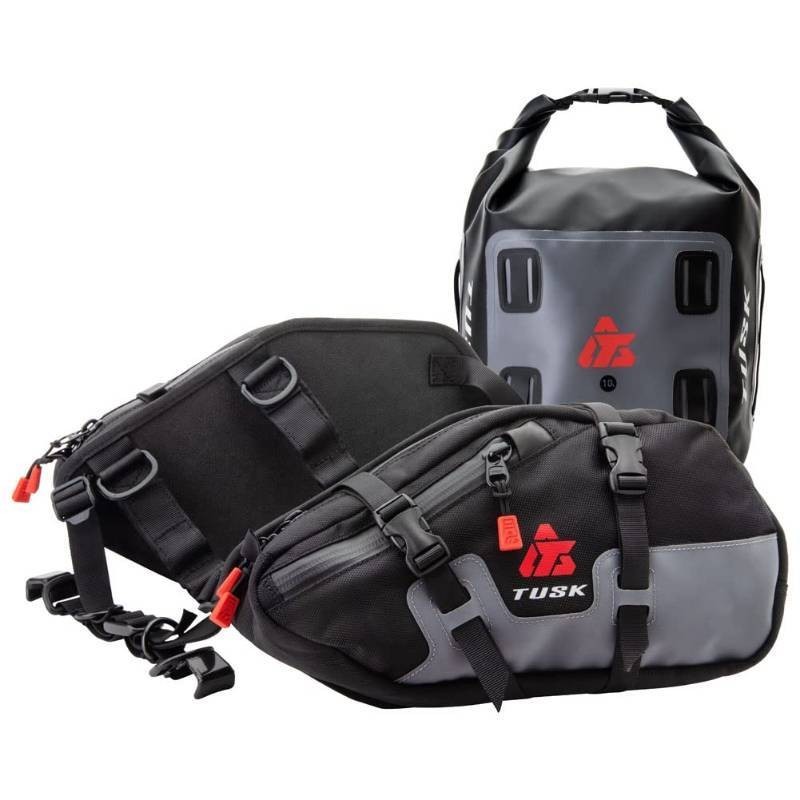TUSK Traverse Pannier Bags  w/Dry Duffel Tail Bag~~Mounts to Most Any Motorcycle