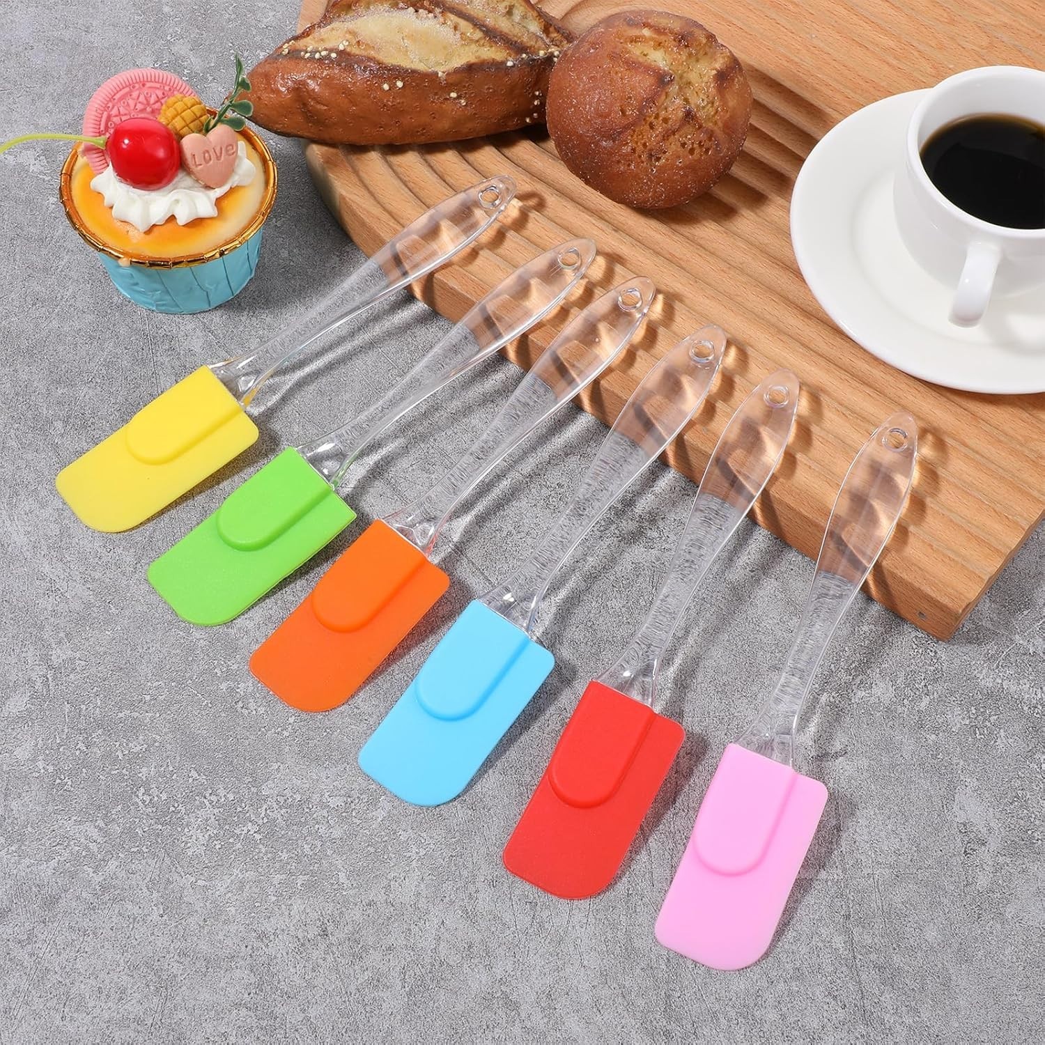 Small Silicone Spatula 6 Pack Heat Resistant Mini Rubber Scraper Kitchen Tool fo