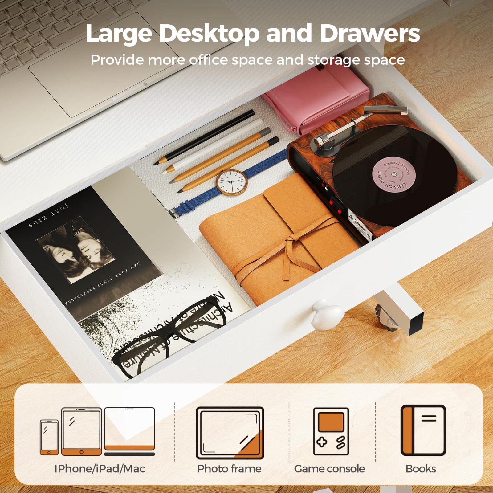 Adjustable Height Portable Standing Desk 30.7"-46.4", Mobile Rolling Computer De