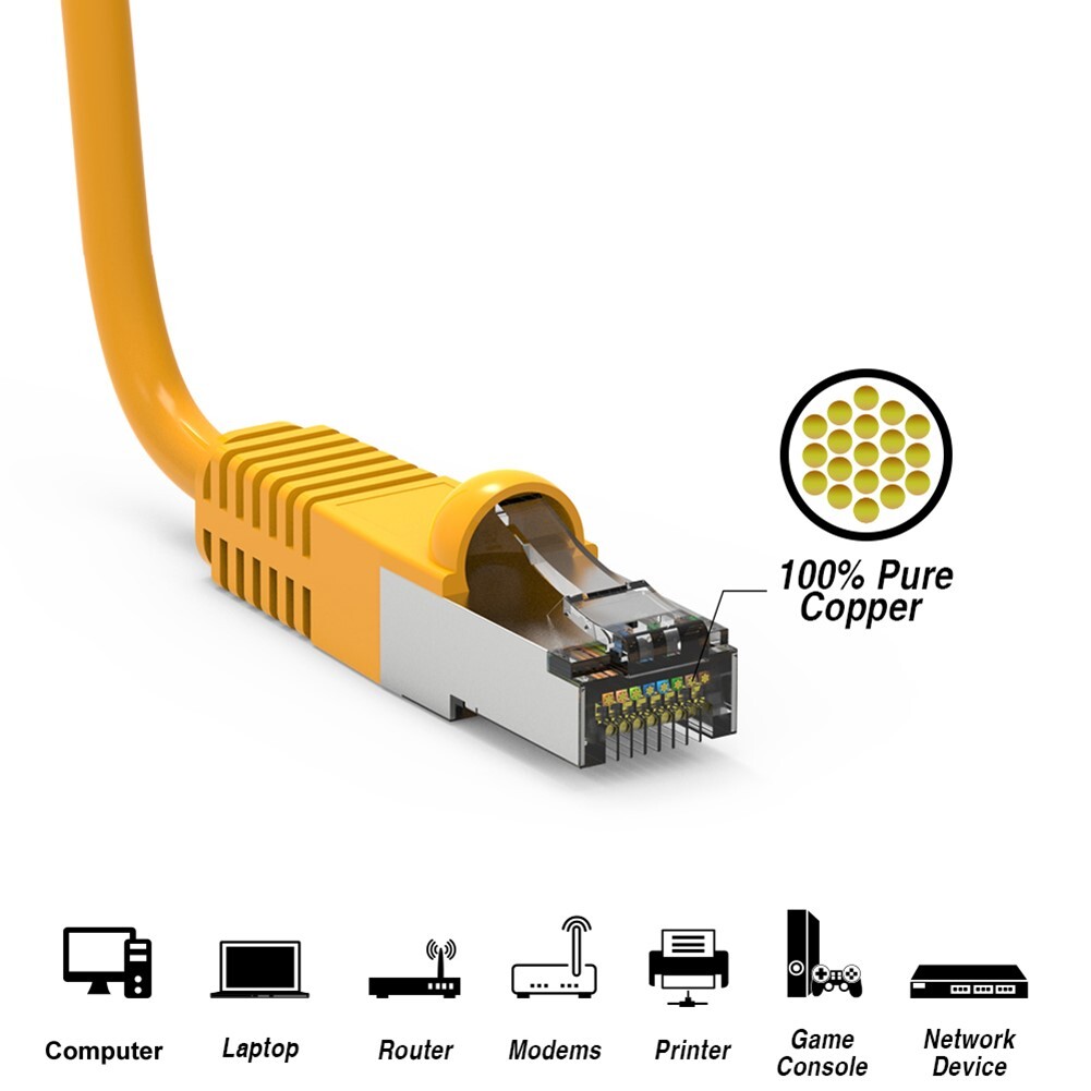 0.5FT Cat5E RJ45 Ethernet LAN Network FTP Shielded Patch Cable Copper Yellow