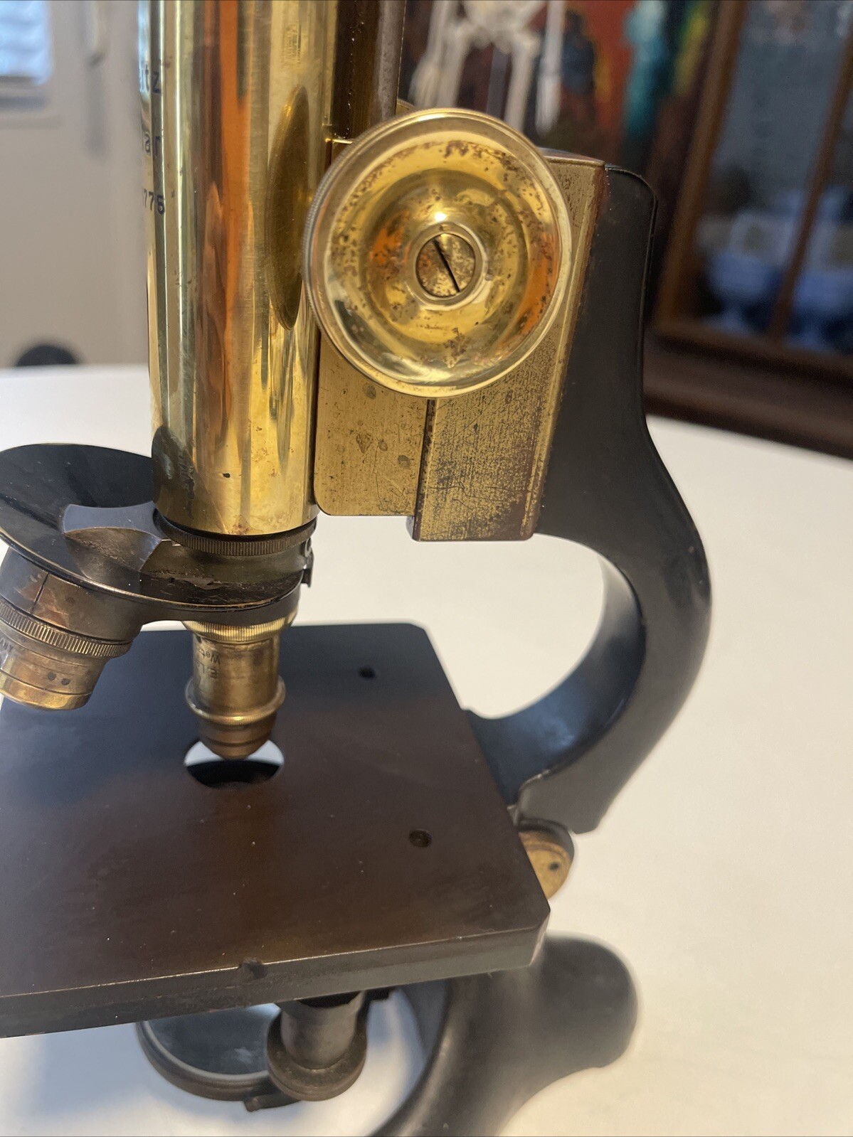 ANTIQUE ERNST LEITZ WETZLAR BRASS MICROSCOPE No 162775