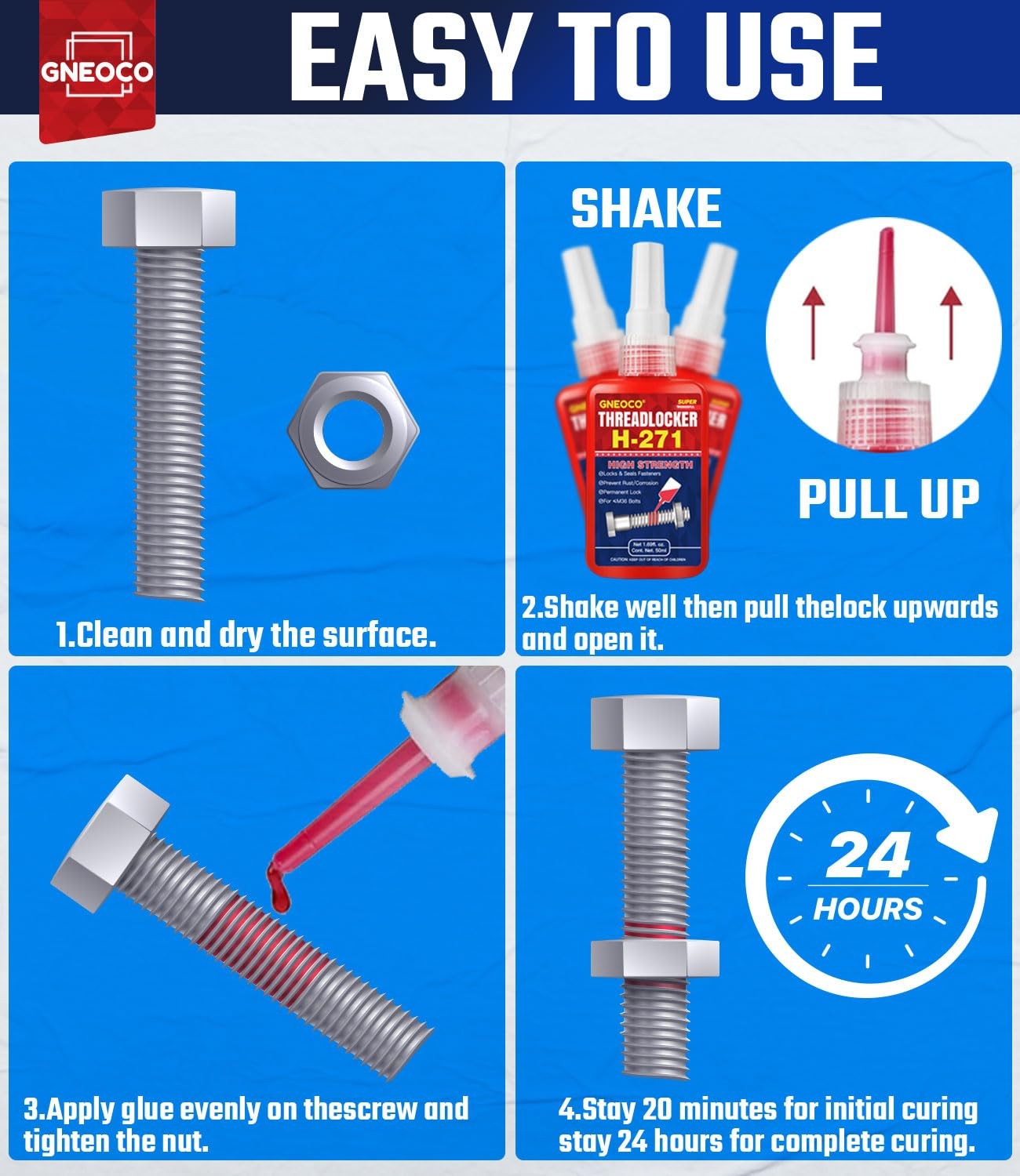 ThreadLocker Blue and Red, Thread Lock Medium High Strength Small,
