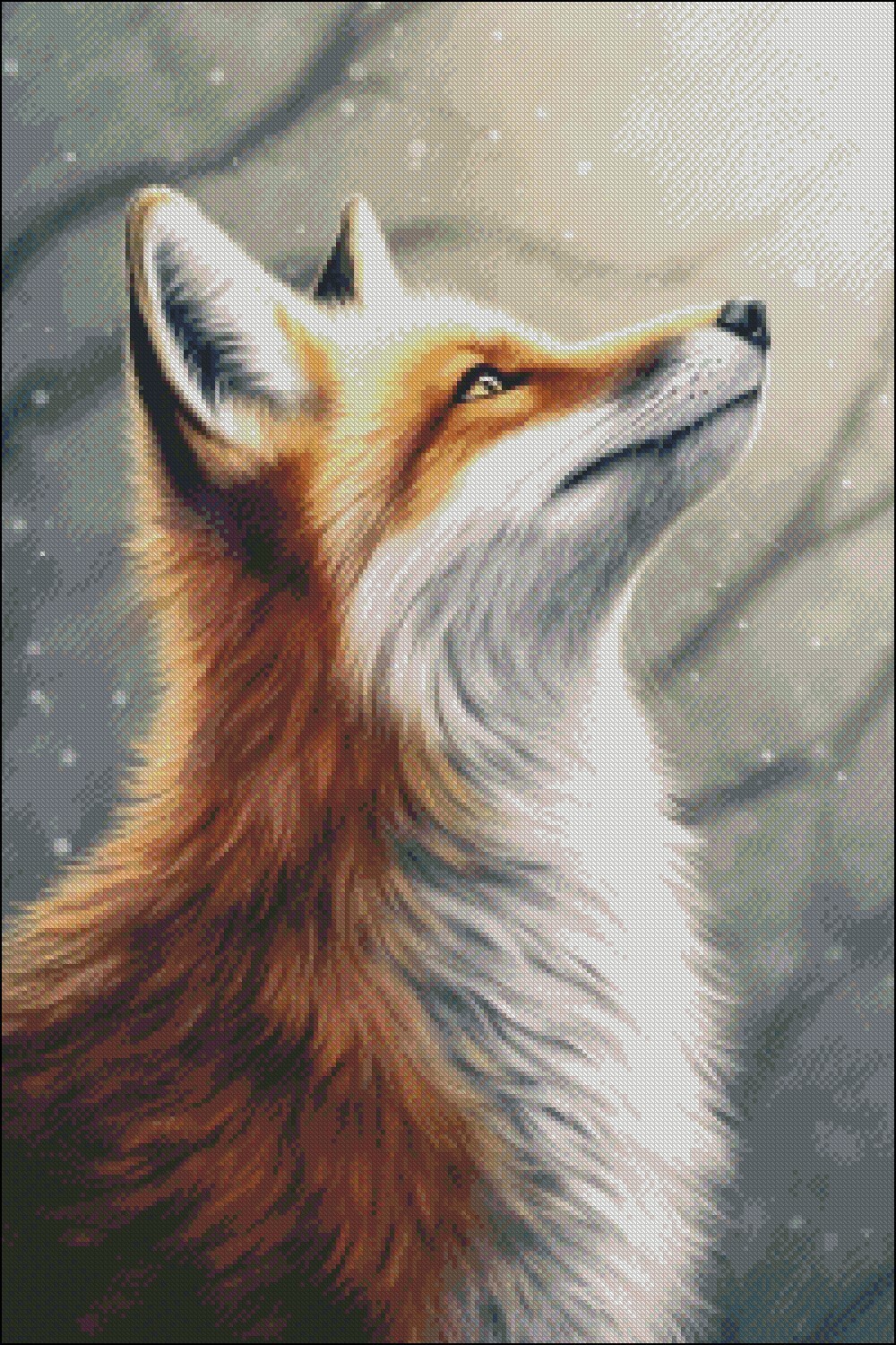 Winter's Red Fox - DIY Chart Counted Cross Stitch Patterns Needlework DMC Color