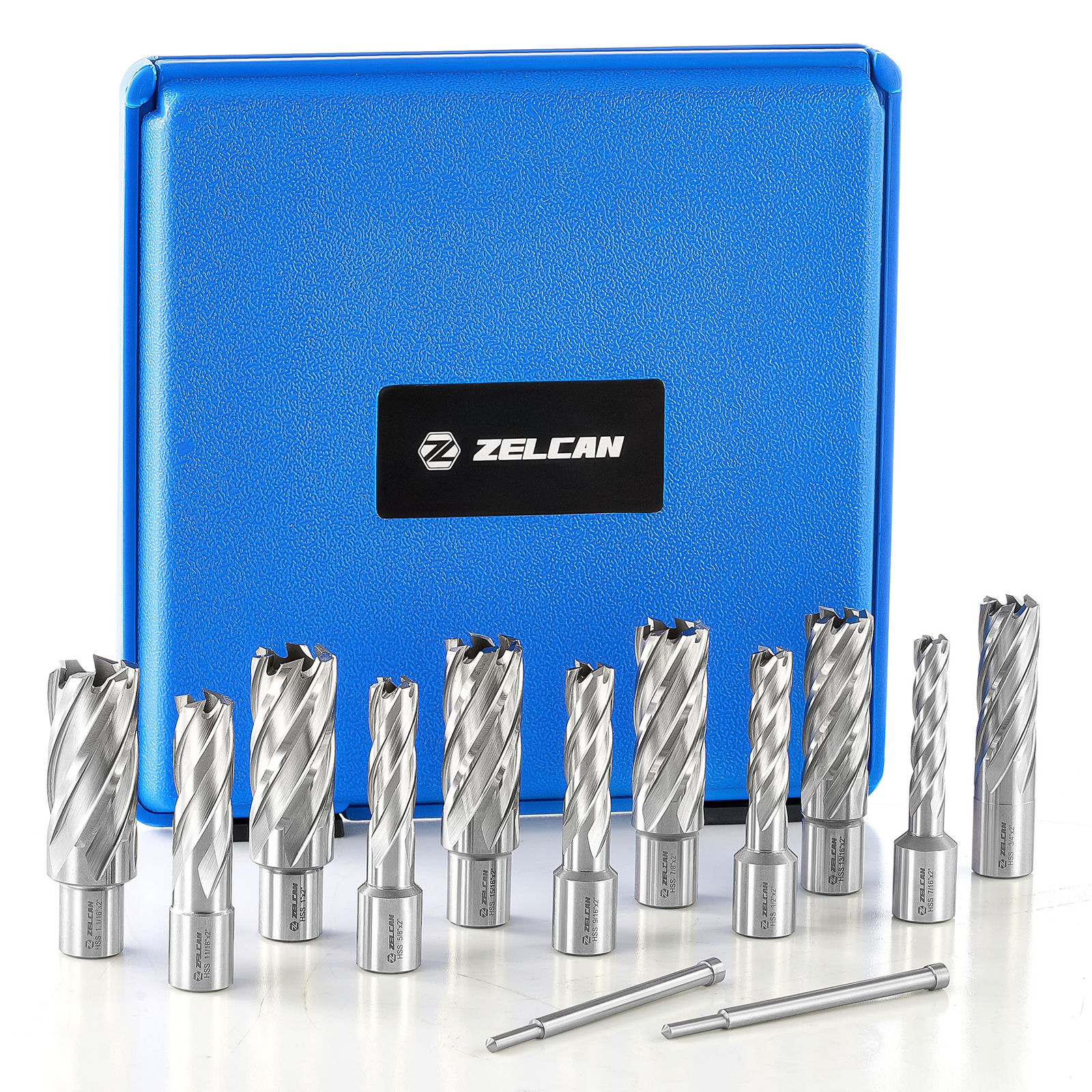 HSS Annular Cutter Set 6/11 Weldon Shank Mag Drill Bits w 2 Pilot 1" or 2" Depth