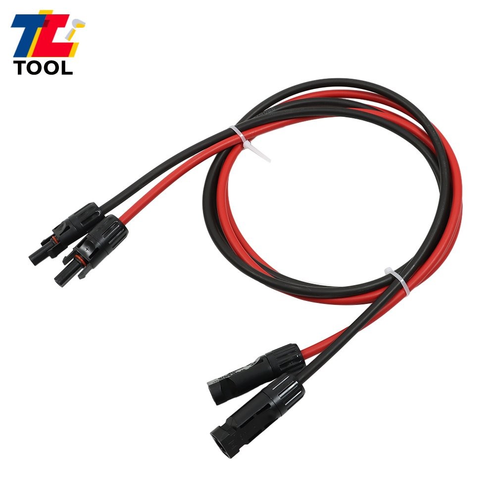 1 Pair 5ft 10AWG Black + Red Solar Panel Extension Cable Wire Connector