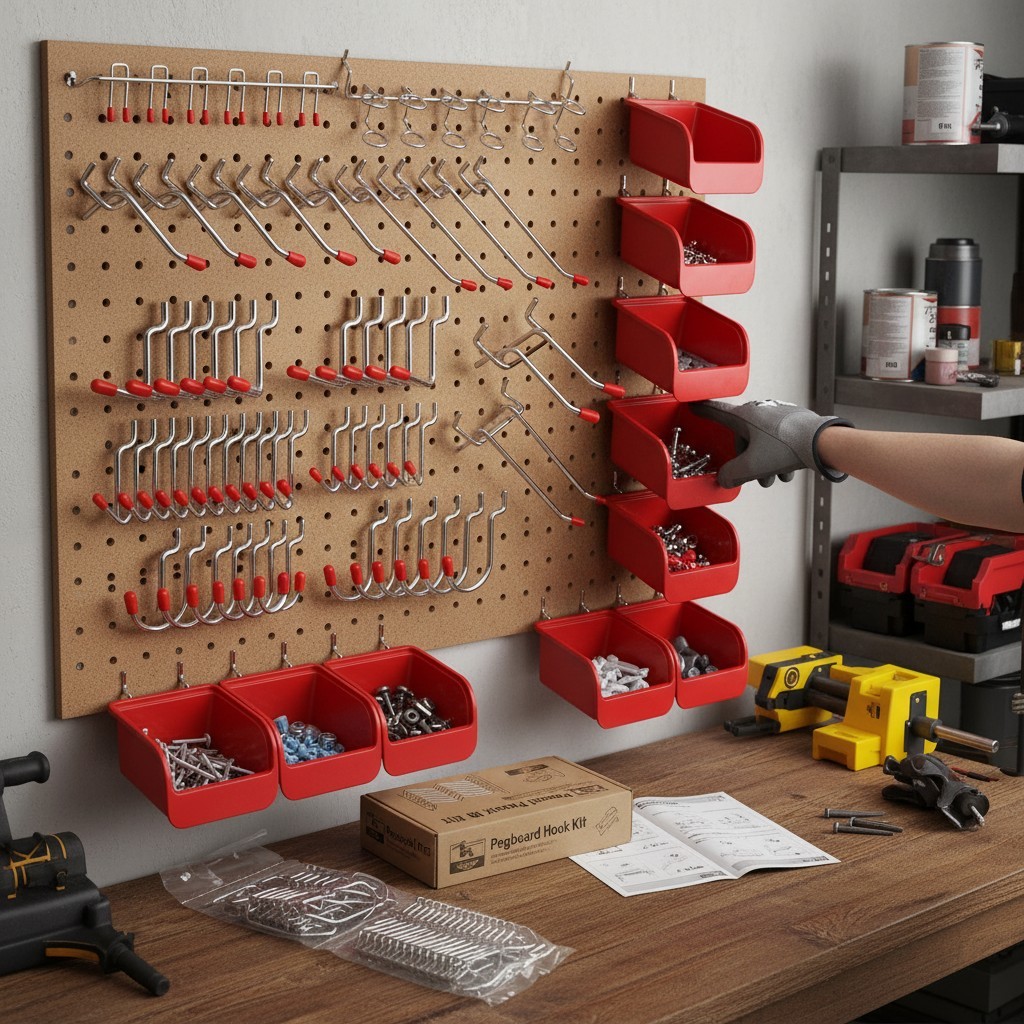 121-Piece Rust-Resistant Pegboard Hook Set with Durable Bins – Organize Smartly