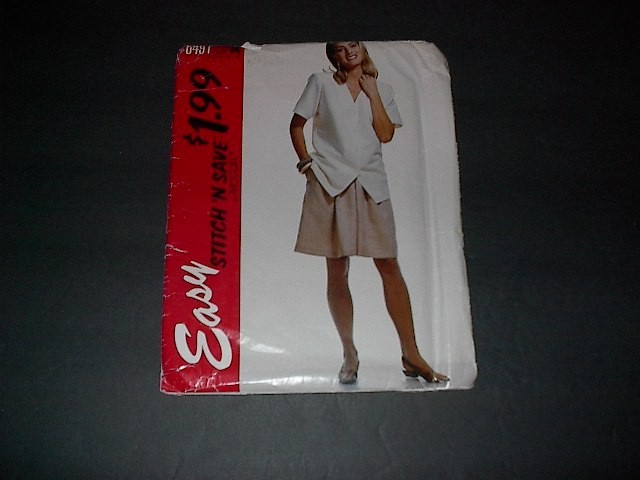 McCall's Pattern 6491 Misses' Loose-Fitting Top & Split Skirt  10 ~ 16  Uncut