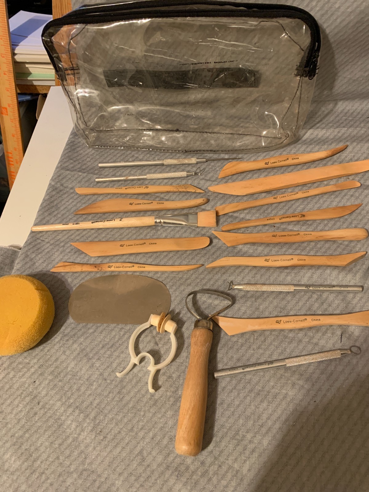 20 Pc Loew-Cornell Clay Craft Sculpting Tool Set in Clear Case Wood Metal