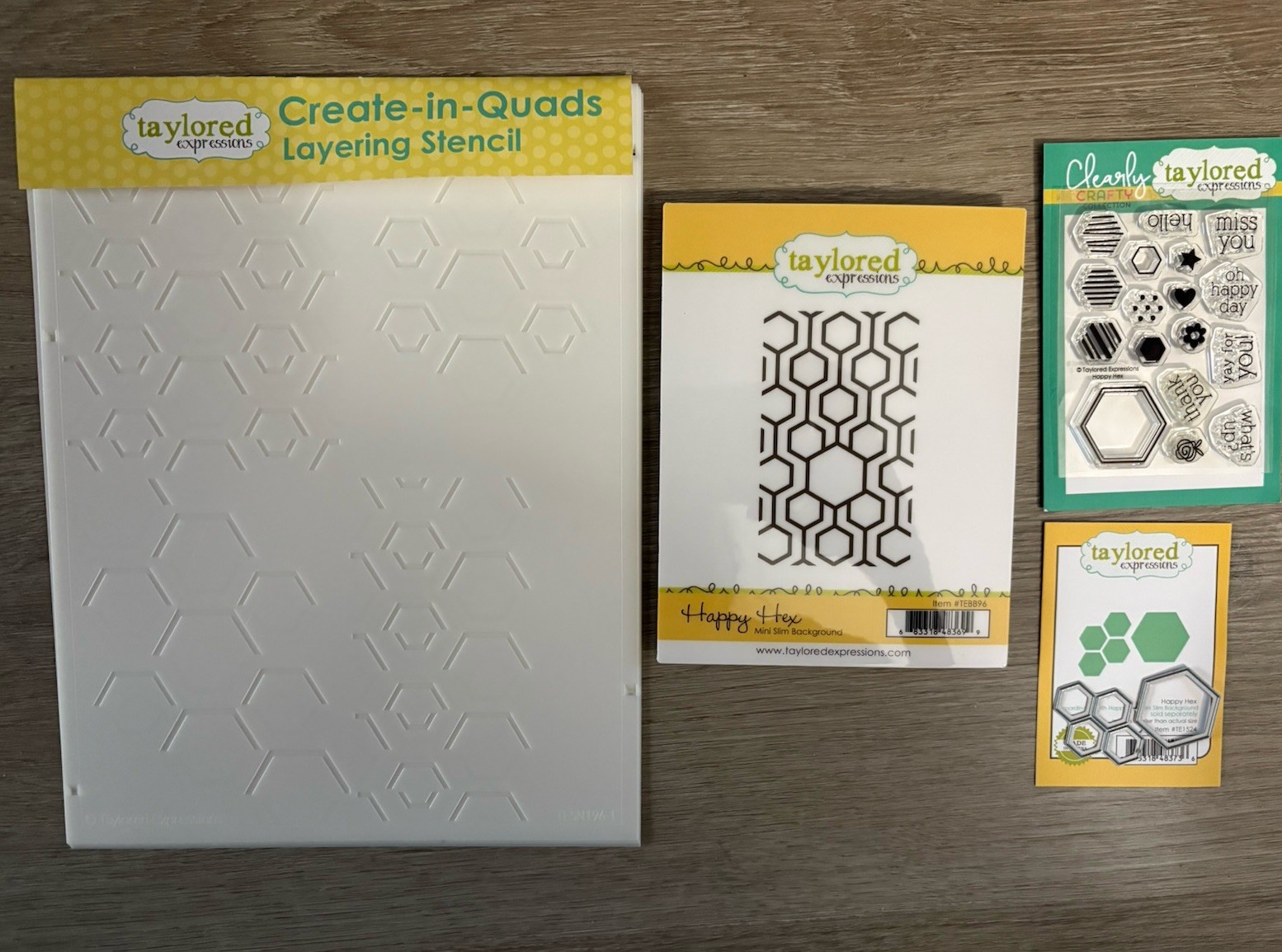 Taylored Expressions Happy Hex Stamps, Dies, Stencils