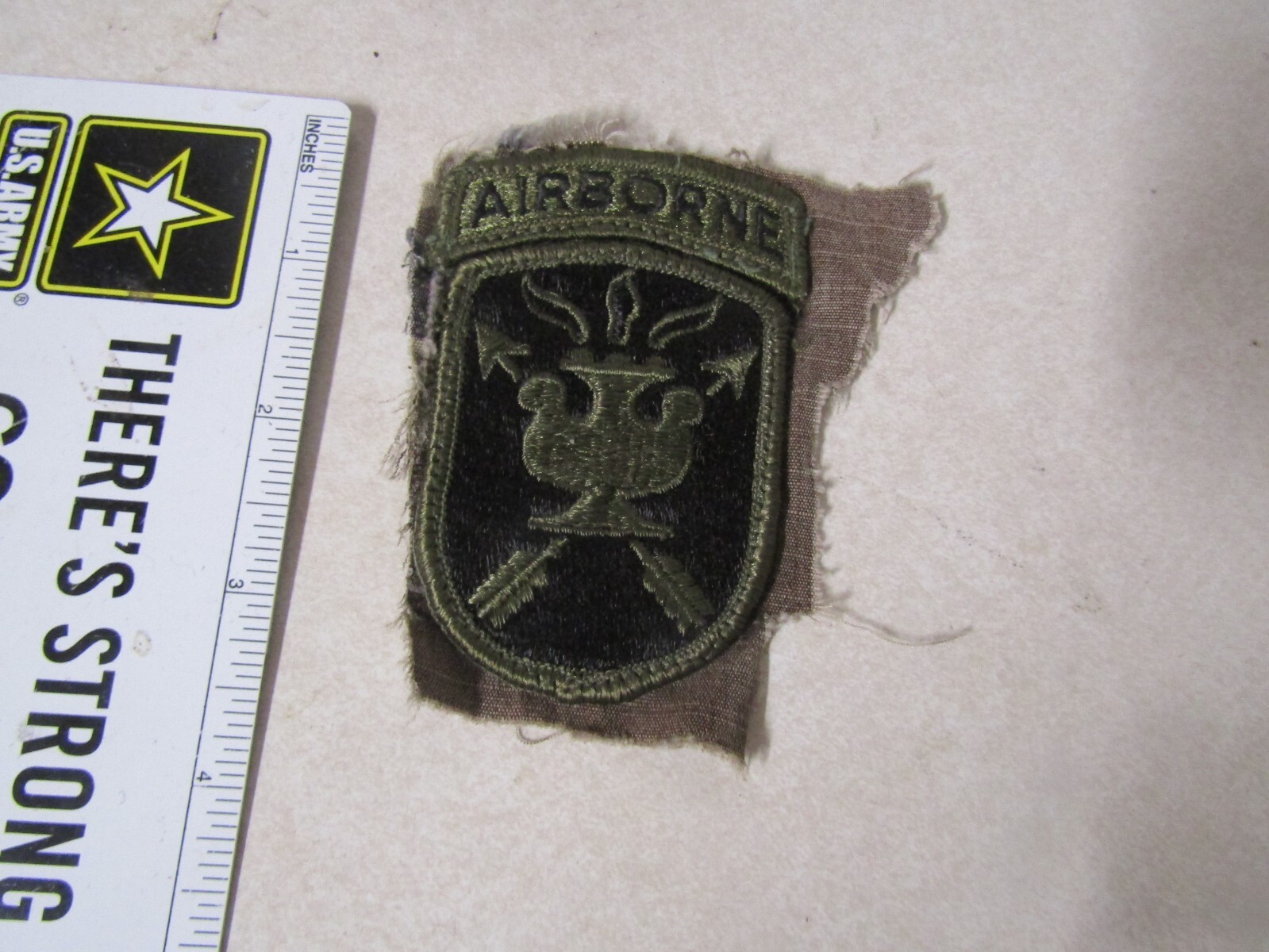 MILITARY PATCH SEW ON CUT OFF OLD UNIFORM US ARMY JFK SPECIAL WARFARE SCHOOL ABN