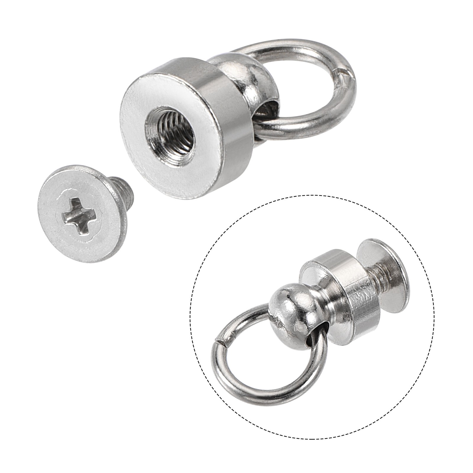 20pcs Pull Ring Rivets Studs Round Head 8x8mm for DIY Brass Silver Tone