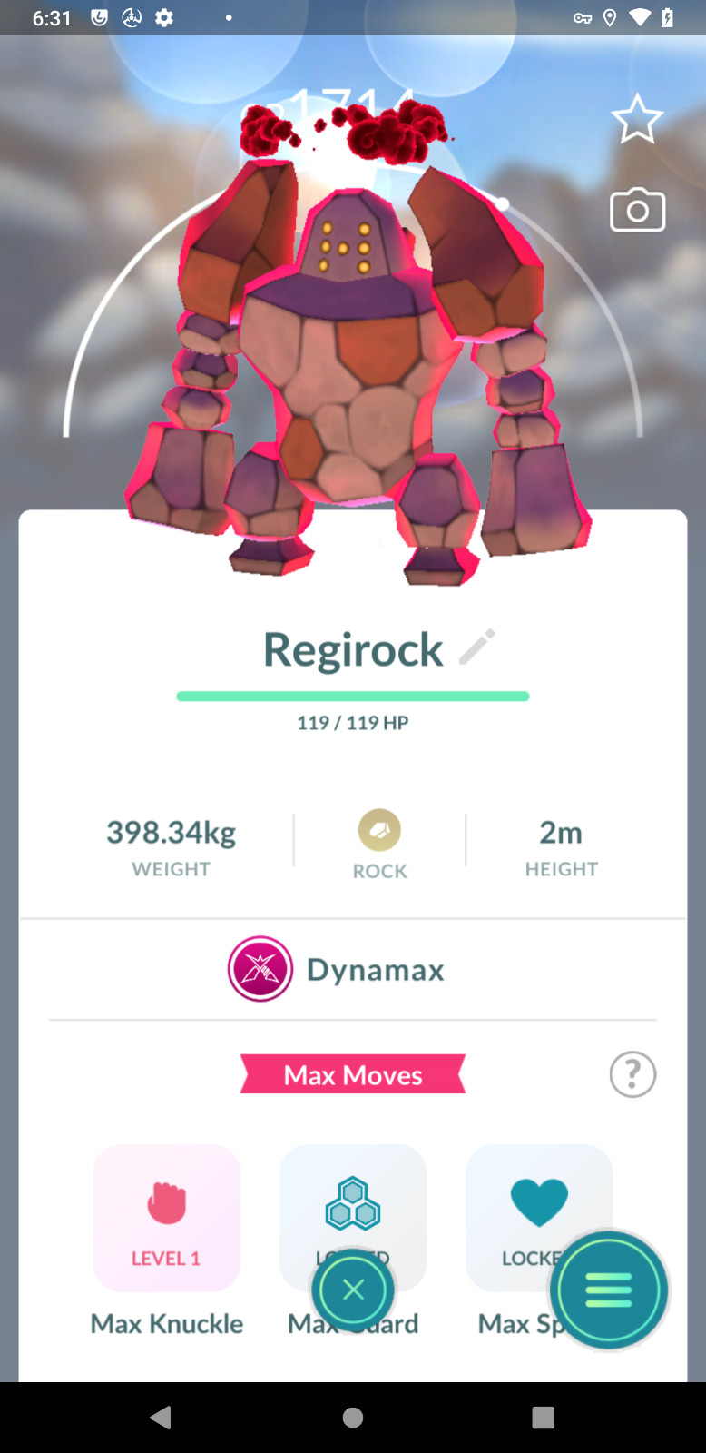 Dynamax Regirock (Non shiny) | Tr-de Registered 20K Dust