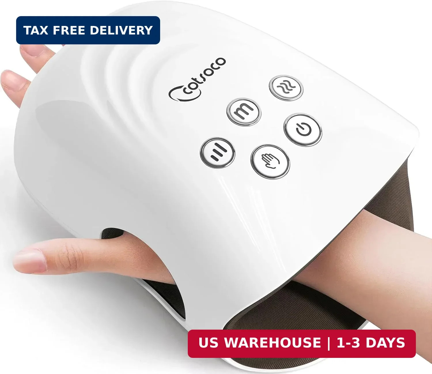 cotsoco Upgraded Hand Massager - 3Massage Sizes, Cordless Hand Massager with Hea