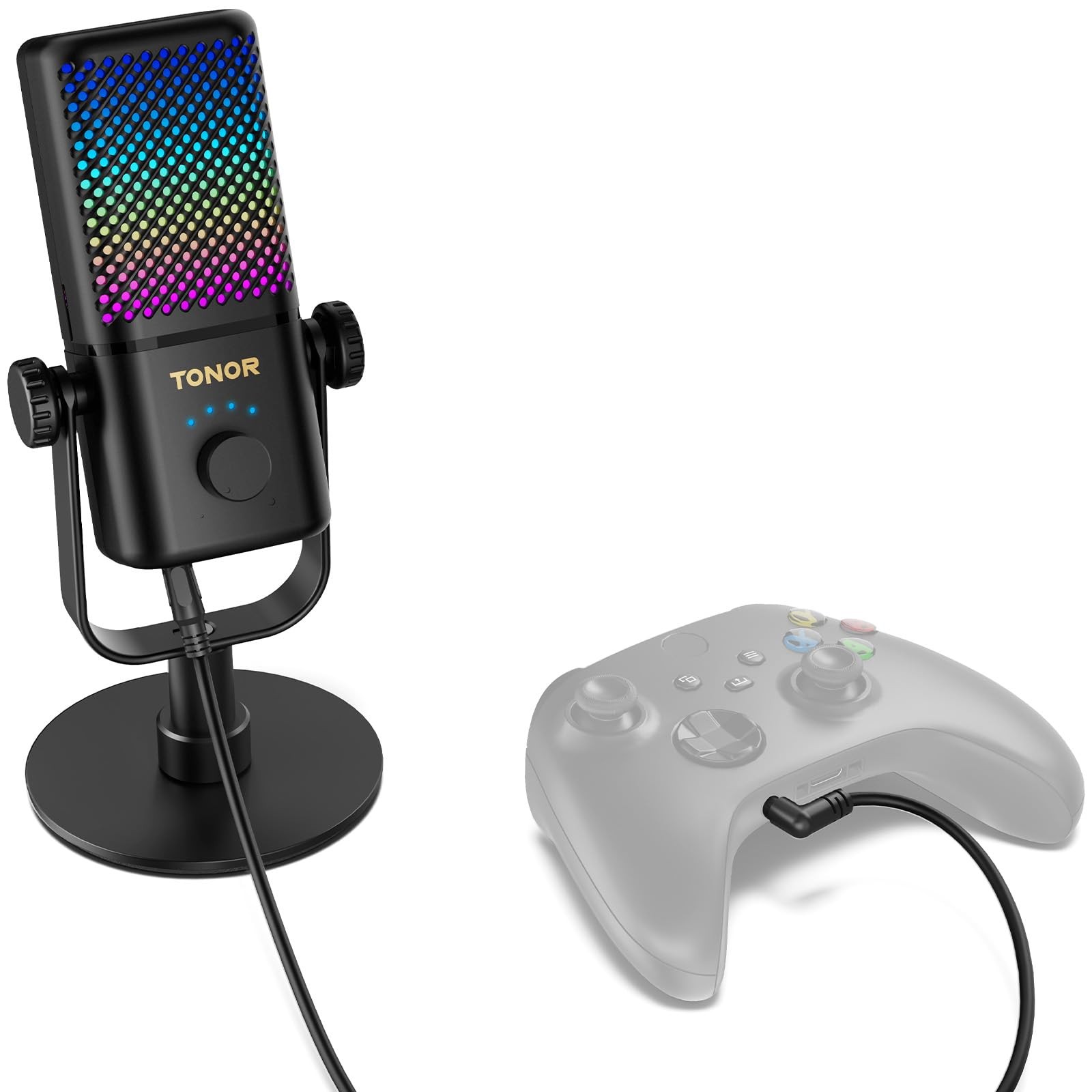 TONOR Gaming Microphone Compatible with Xbox, RGB Condenser Streaming Mic wit...