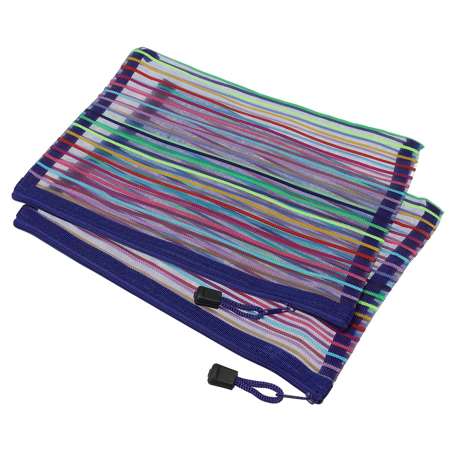 6 Pcs Mesh Zipper Pouches, A5 Colorful Document Bags Storage Organizer, Blue