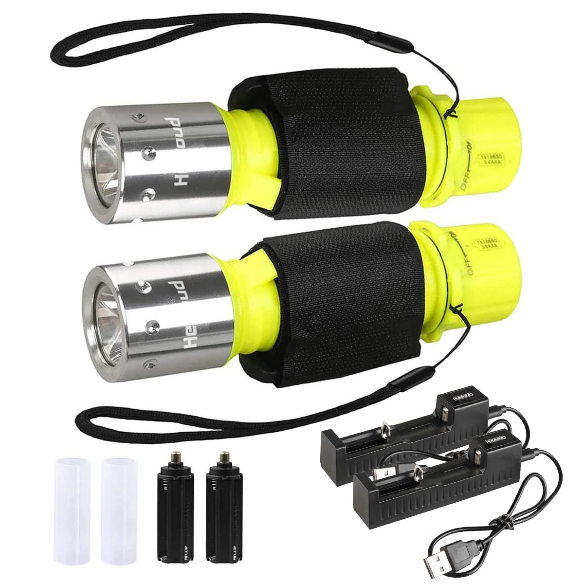 Diving Flashlight with Rechargeable Power Scuba Dive Light IPX8 Waterproof Fl...