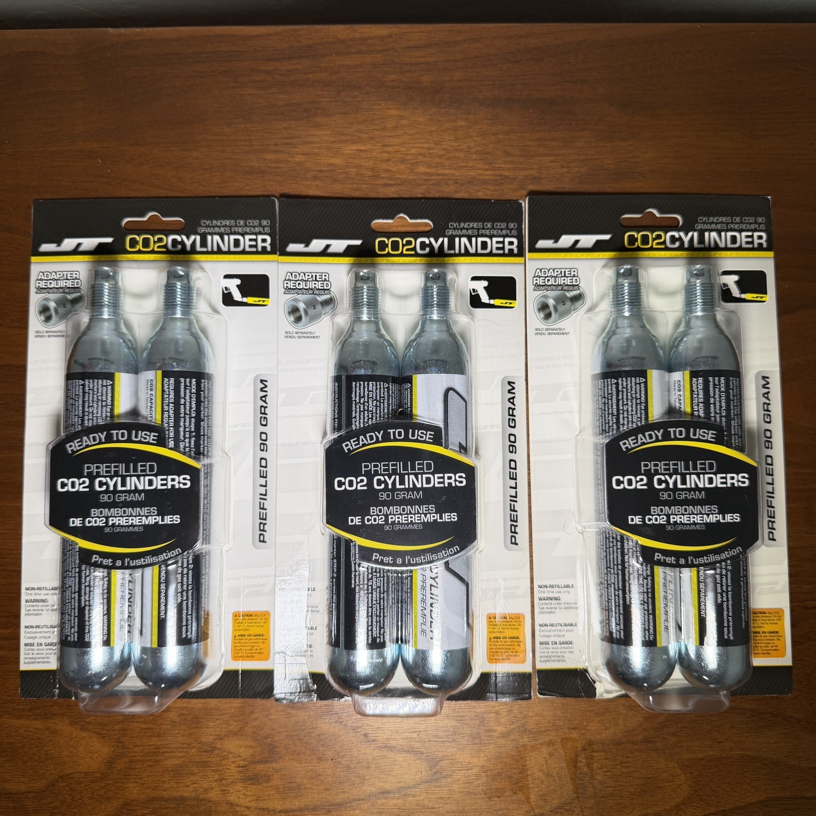 6 Count - JT 90gram Paintball CO2 Tank -Threaded - Prefilled - BRAND NEW SEALED