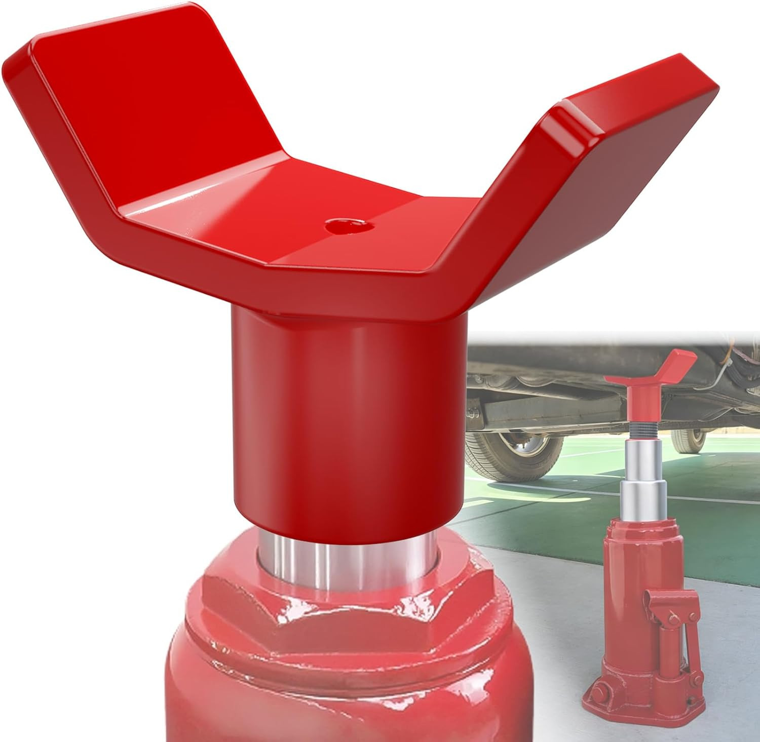 Red Bottle Jack Adapter for 12T Jack Heavy Duty Steel Lifting Saddle for 3" & 4"
