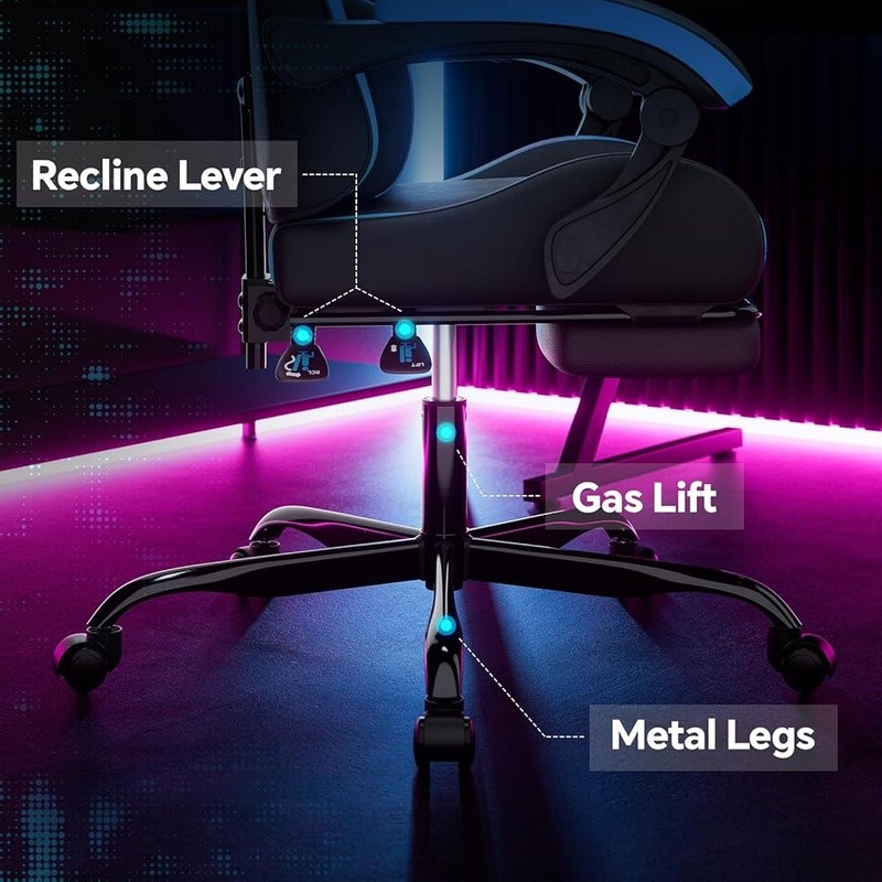 Ergonomic Gaming Chair Adjustable Lumbar Support High Stability Easy to Clean US