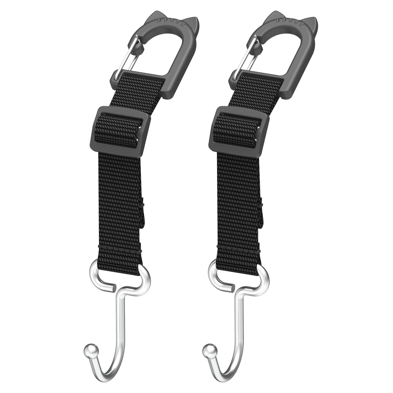 QUIDAOSO Purse Hook for Car, Adjustable Headrest Hooks, 2 Pack Black