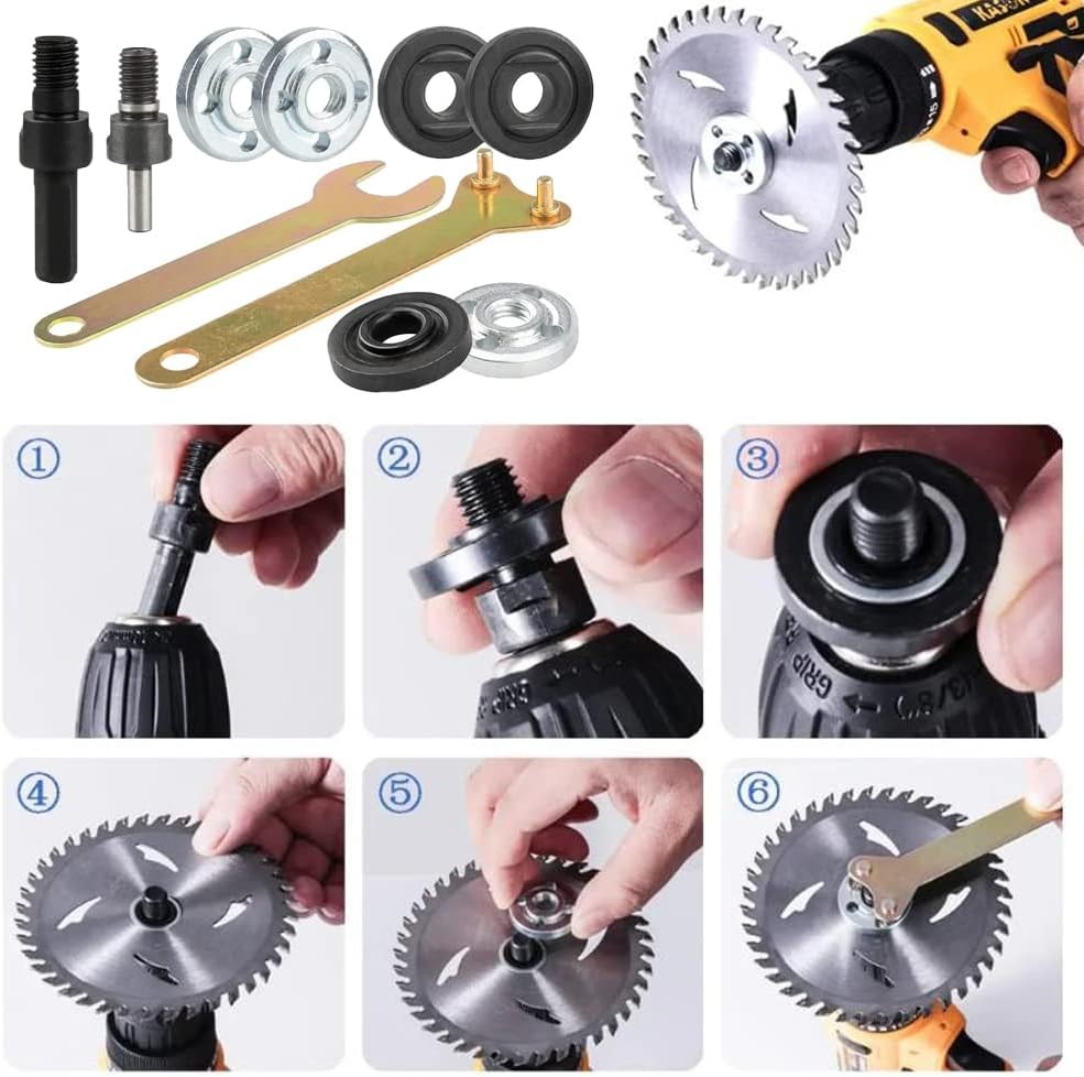 Drill Angle Grinder Adapter, 6mm &10mm Arbor Mandrel Adaptor with 2 Spanner