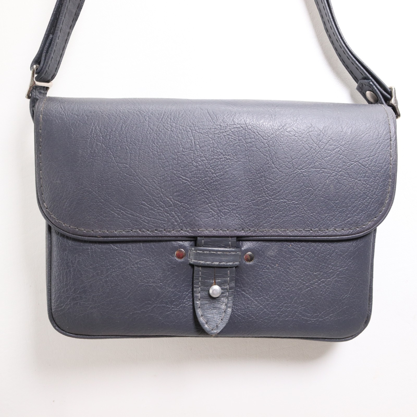 Retro Swiss Army Military Handbag 50s Grey Faux Leather Crossbody