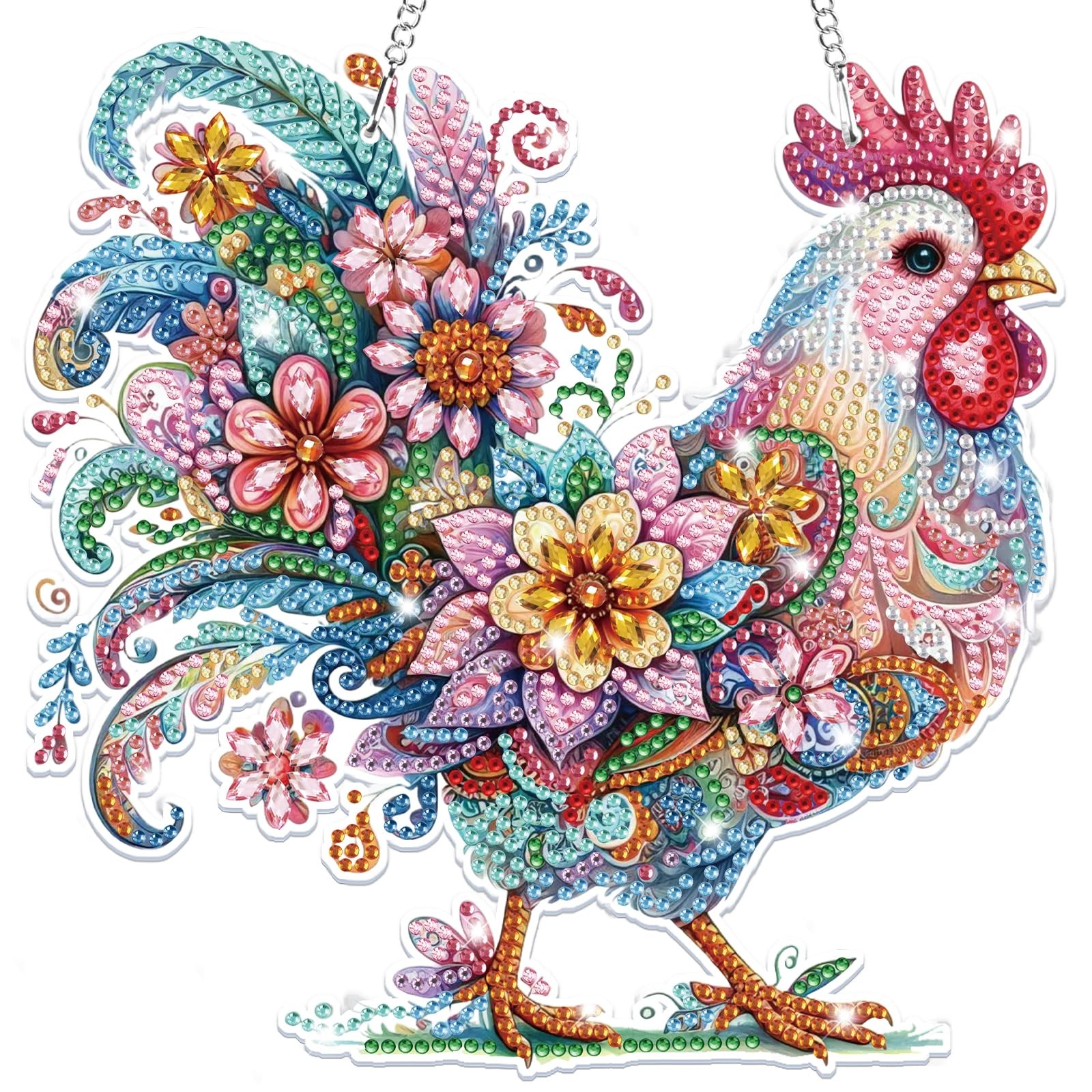 Chicken Hanging Diamond Art Painting Kits for Adults, 5D Special Shape Diamond A