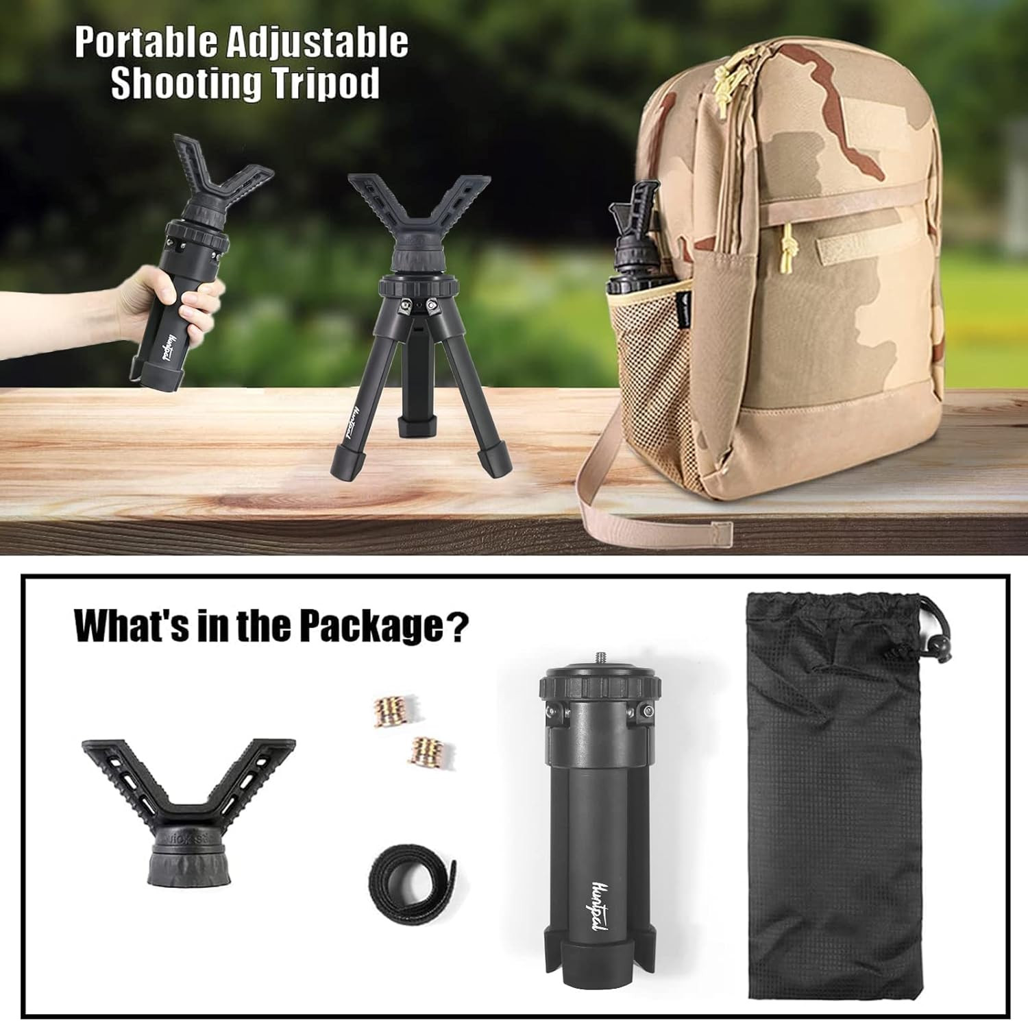 Portable Tripod Rifle Shooting Rest for Table Bench Shooting Range Practice, Adj