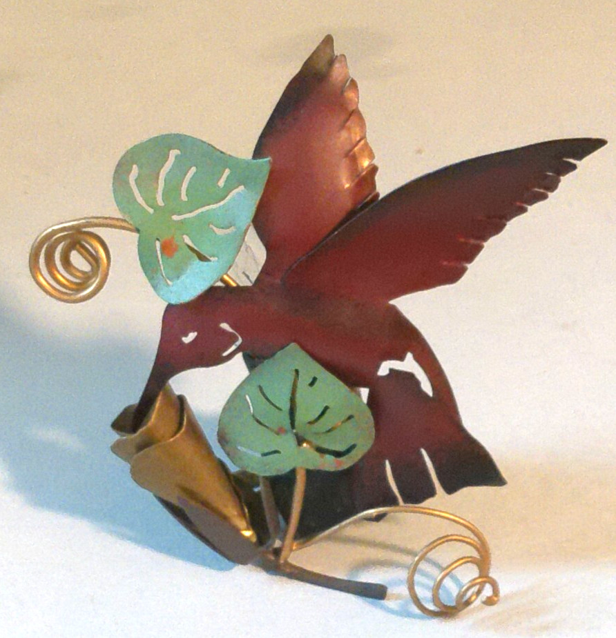 Hummingbird Nightlight Brass & Other Metals Wall Plug In Continuous Light 5"x5"