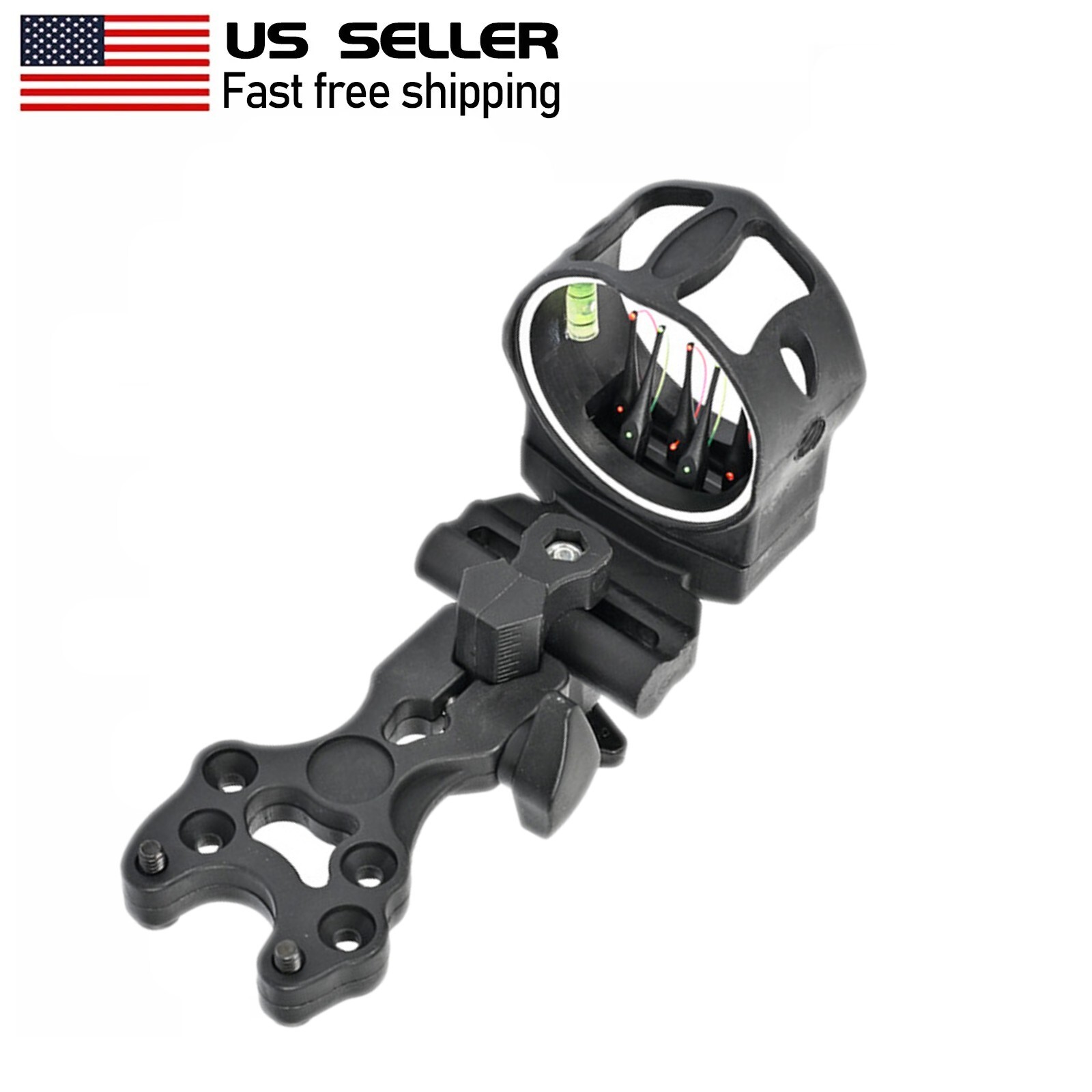Archery Compound Bow Sight 5 Pin 0.019" Optical Fiber Micro Adjustable Hunting