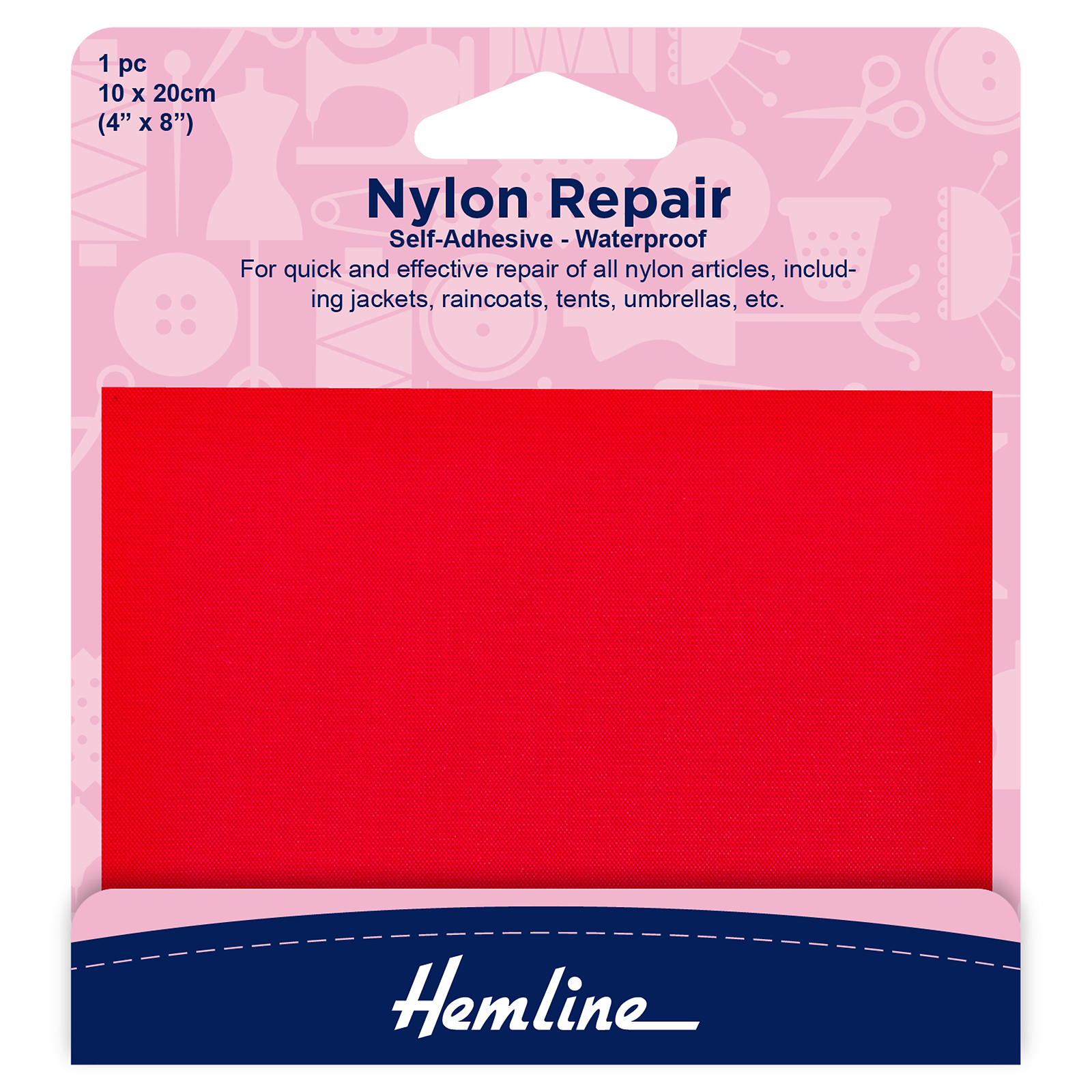 Hemline Self Adhesive Nylon Repair Patch 10 x 20cm Red