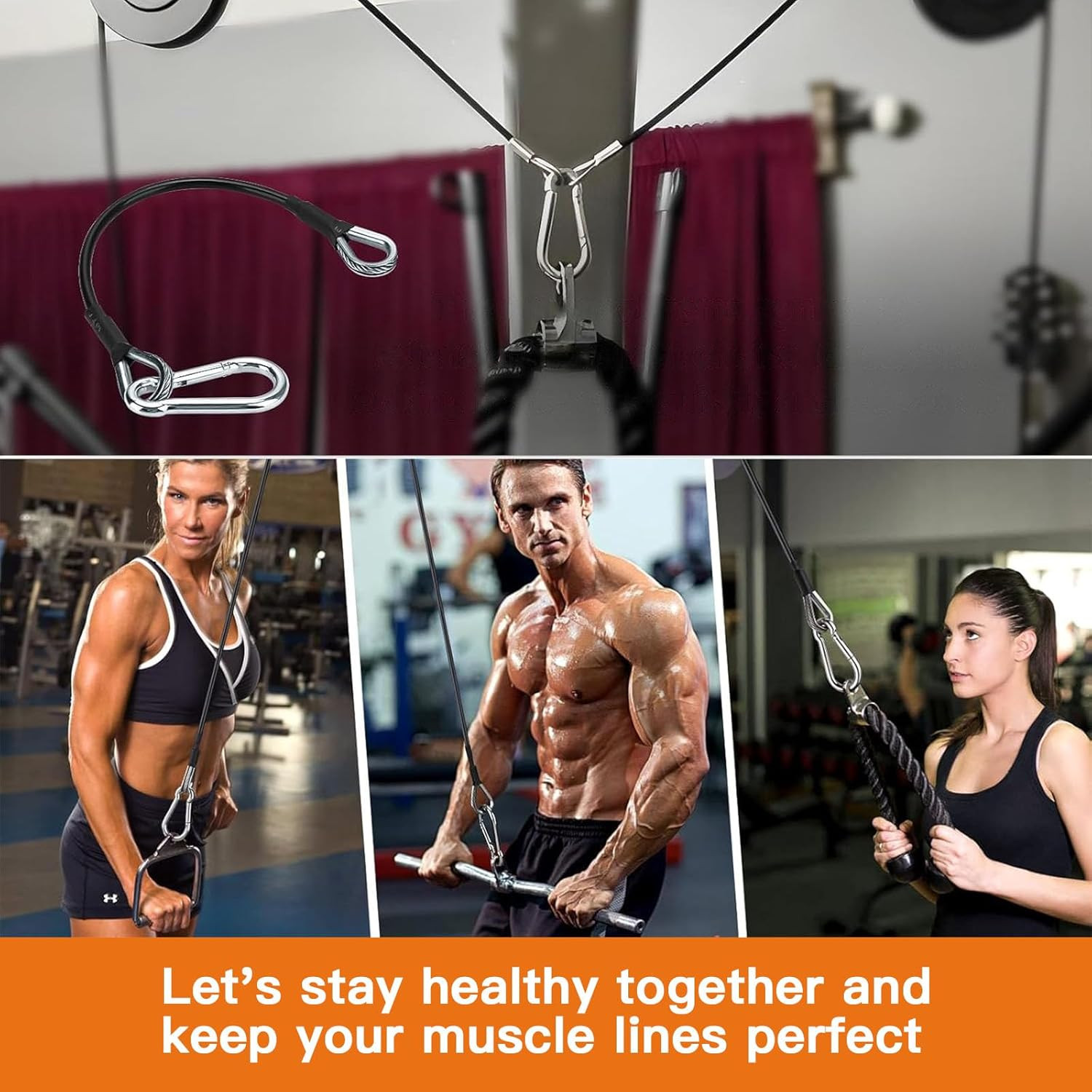 2PCS Gym Cable Extension,Replacement Cable Machine Accessories,Cable Pulley Atta