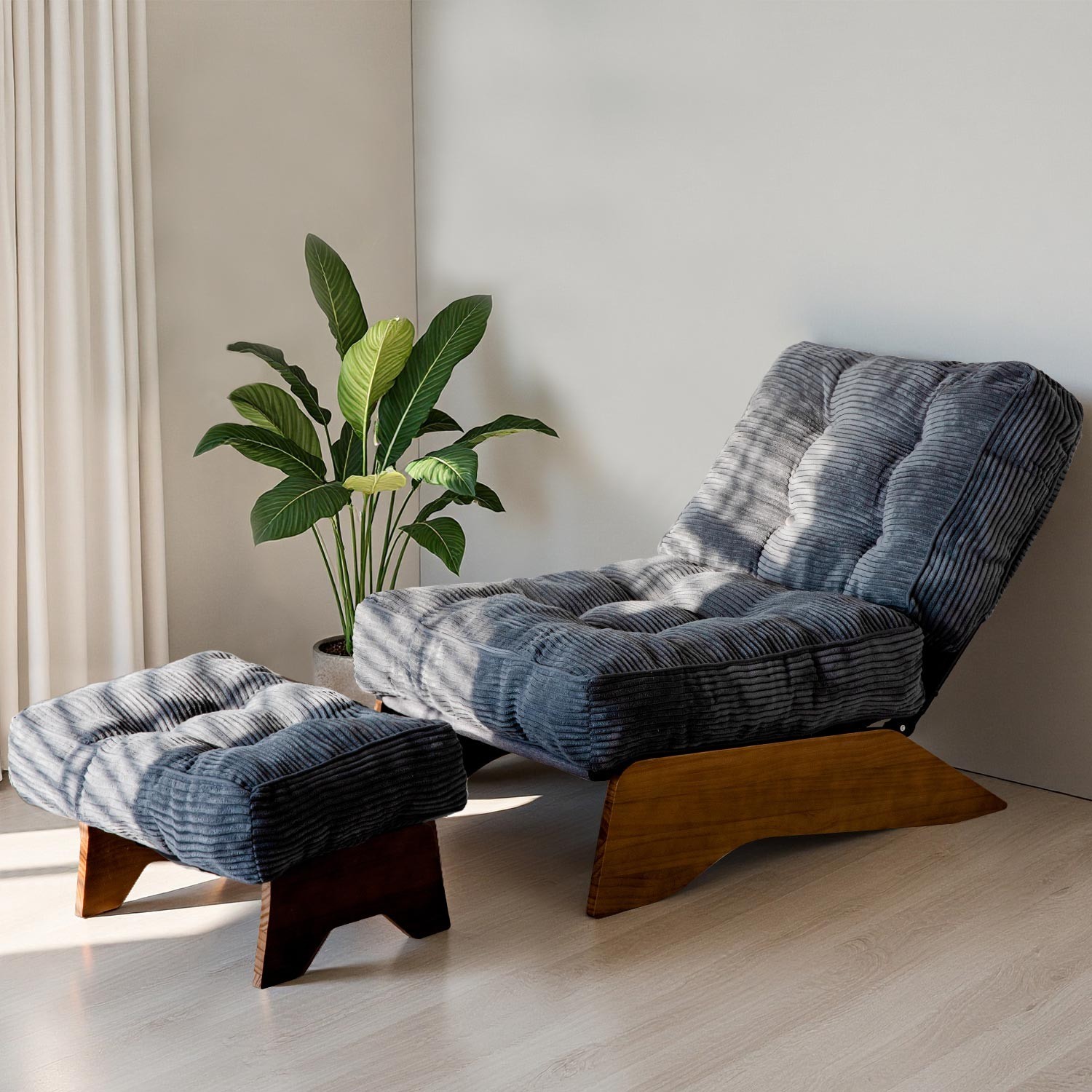 MAXYOYO Accent Chair with Ottoman,Adjustable Backrest Lounge Chair with Footrest