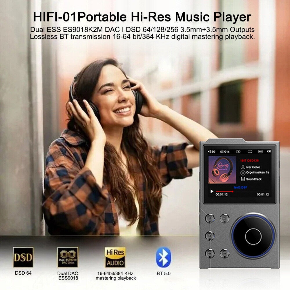 2.4" Bluetooth HiFi MP3 Player DSD High Resolution Digital Audio Music Player