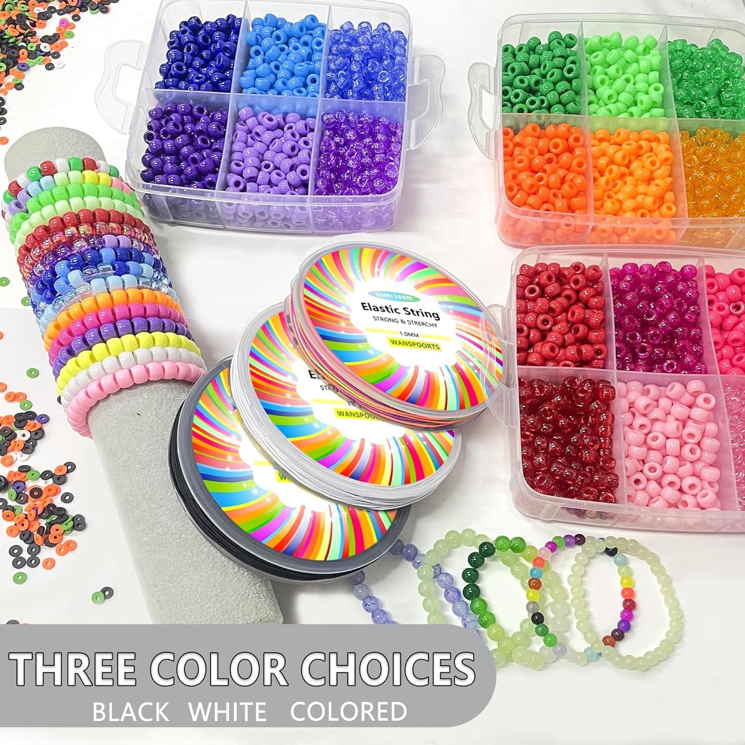 Sturdy 165ft Rainbow Elastic Cord - Perfect String for Jewelry Making & Crafts