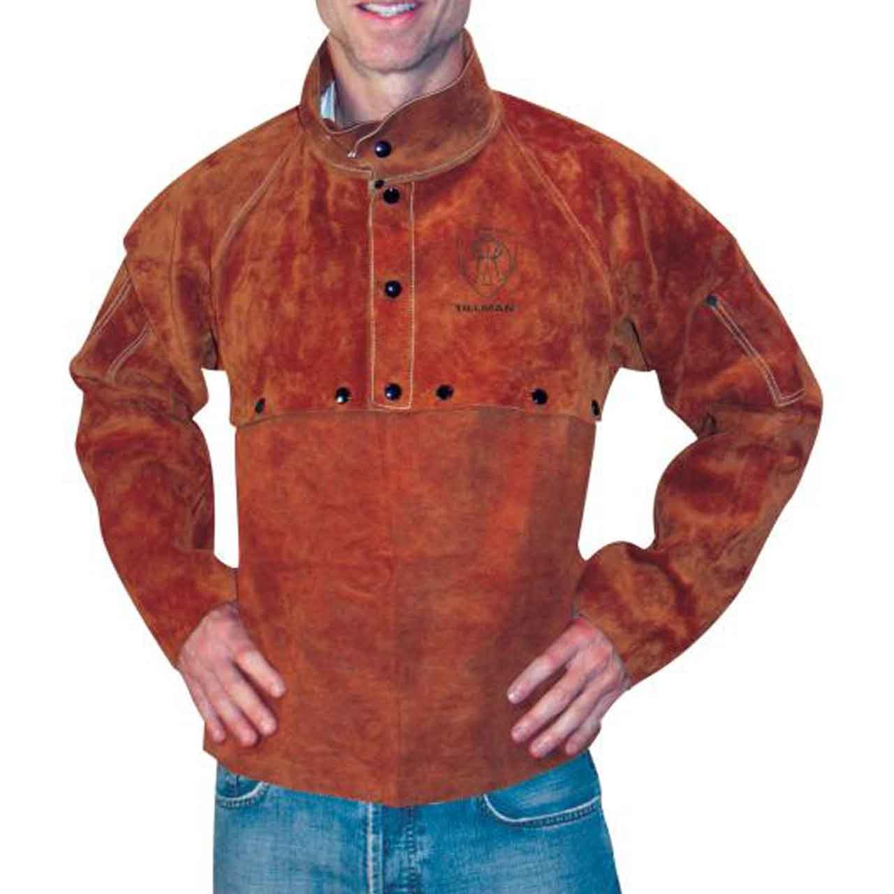 Tillman 3821-14 Dark Brown Side Split Cowhide Cape Sleeve 14" Bib Combo Large