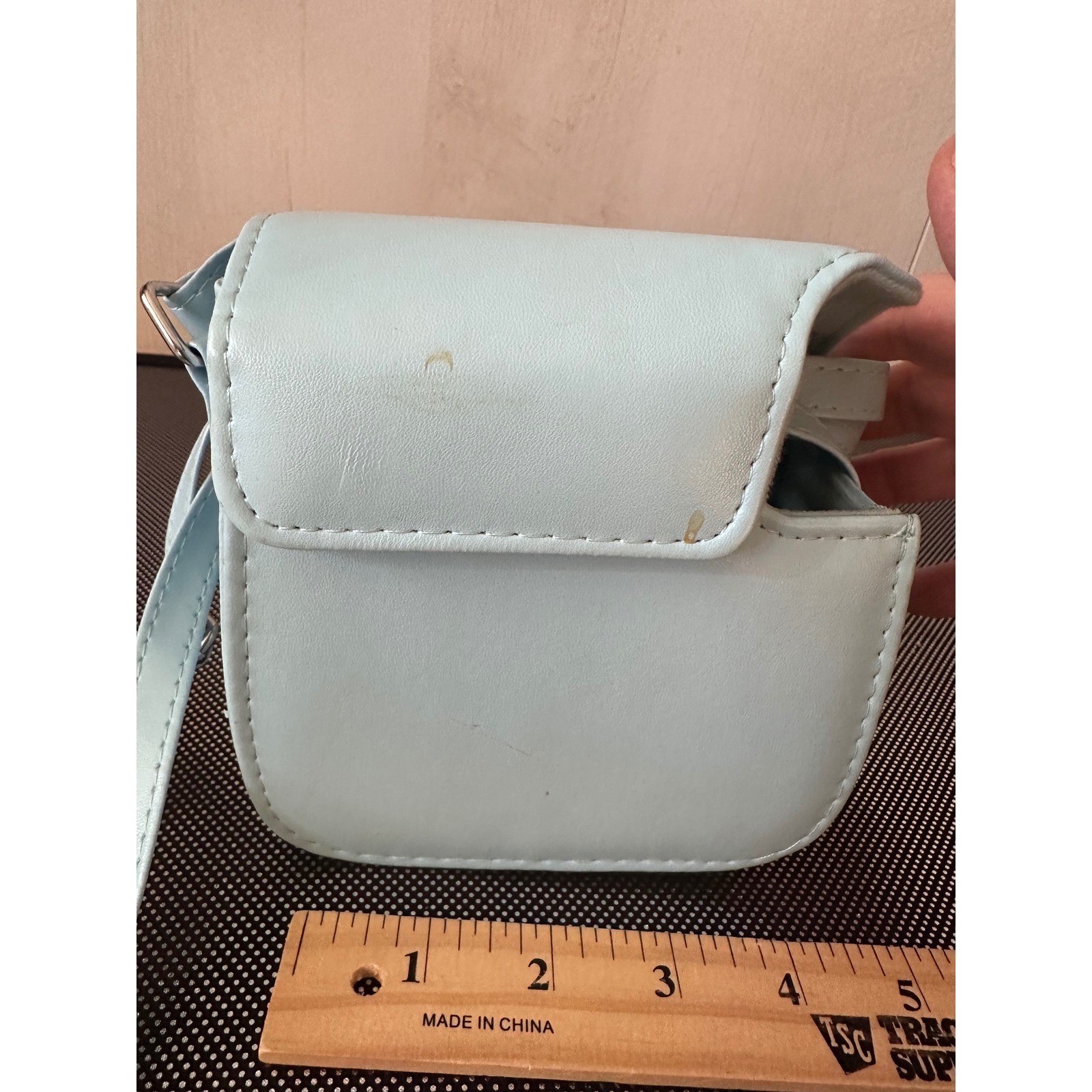Fujifilm Instax Mini Camera Case Light Blue Synthetic Leather Crossbody Strap