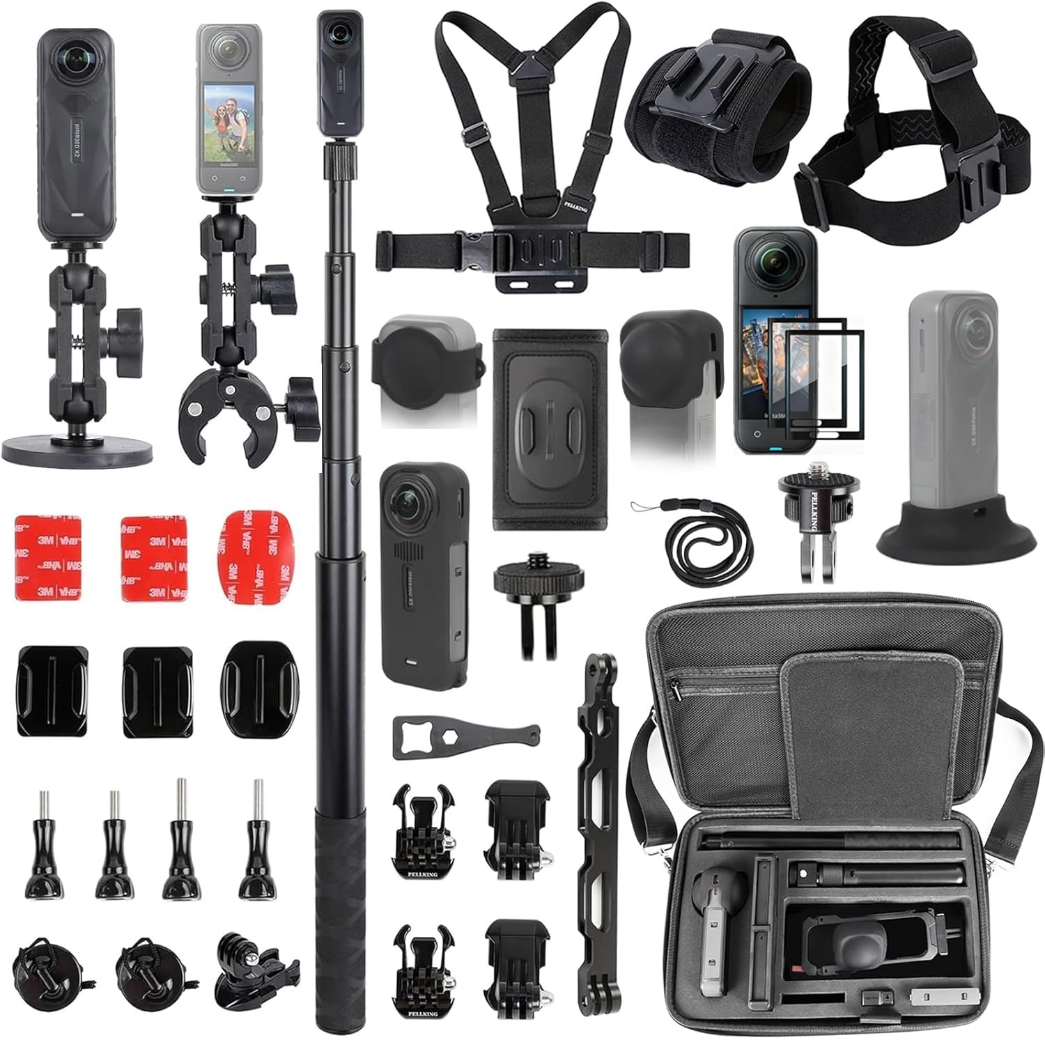 Accessories Kit for Insta360 X5,Included Carrying Case with Belt,2 Pcs Metal 1/4