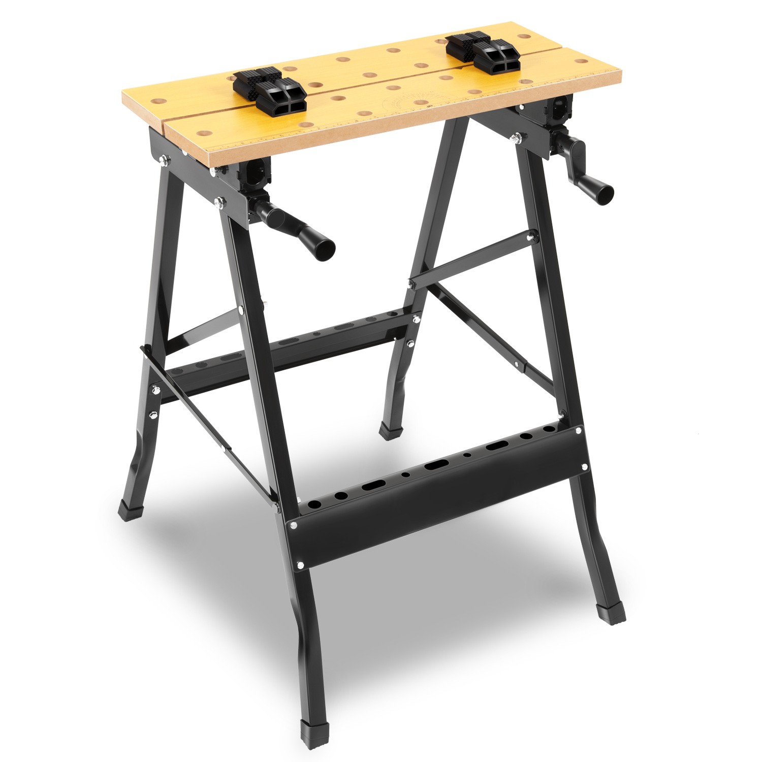 Yellow/Black 100 KG Portable Foldable 90-Degree Adjustable Work Bench Wood Top