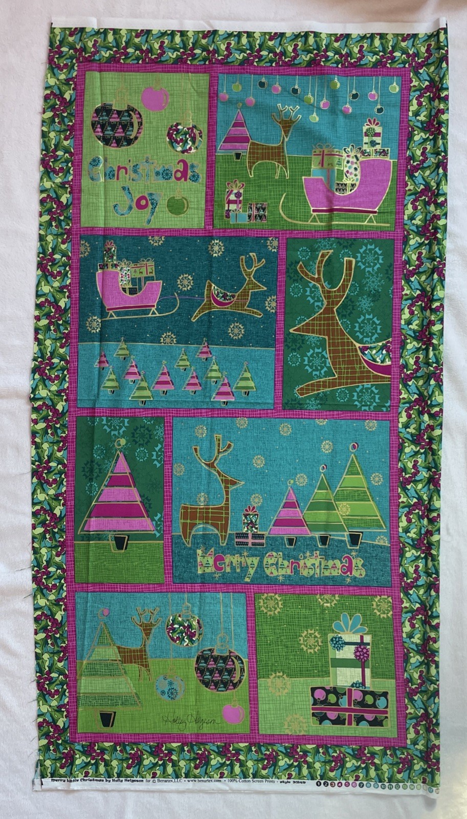 Merry Little Christmas #3024M by Holly Helgeson Quilting Panel Purple Green