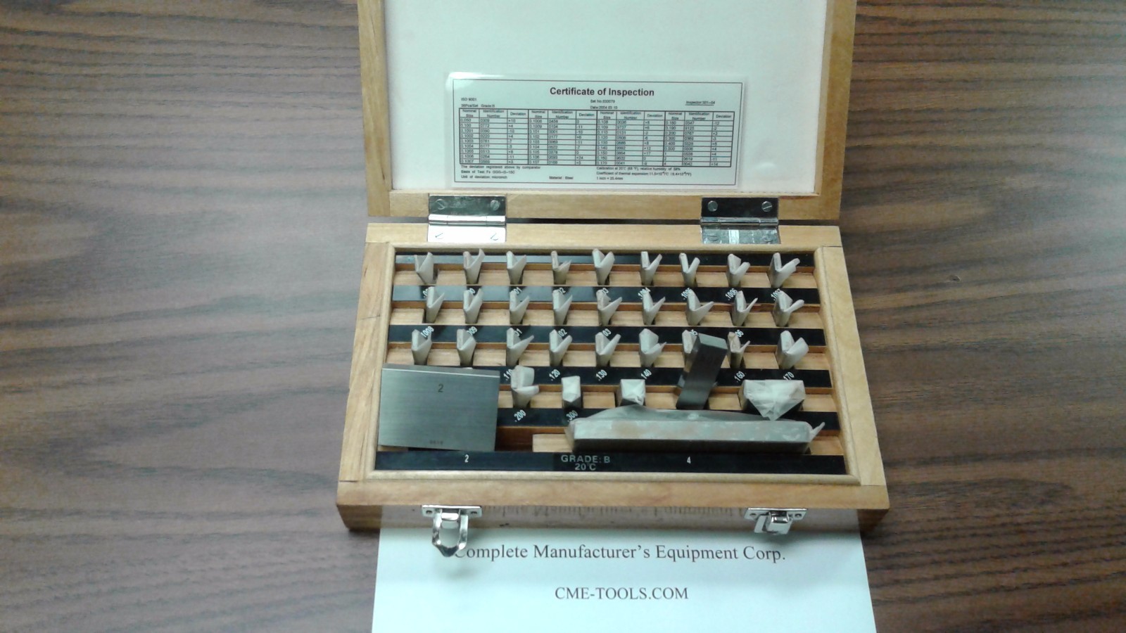 36 PCS PRECISION GAGE BLOCK SET W. NIST Equivalent certificate,GRADE B, #702-36B